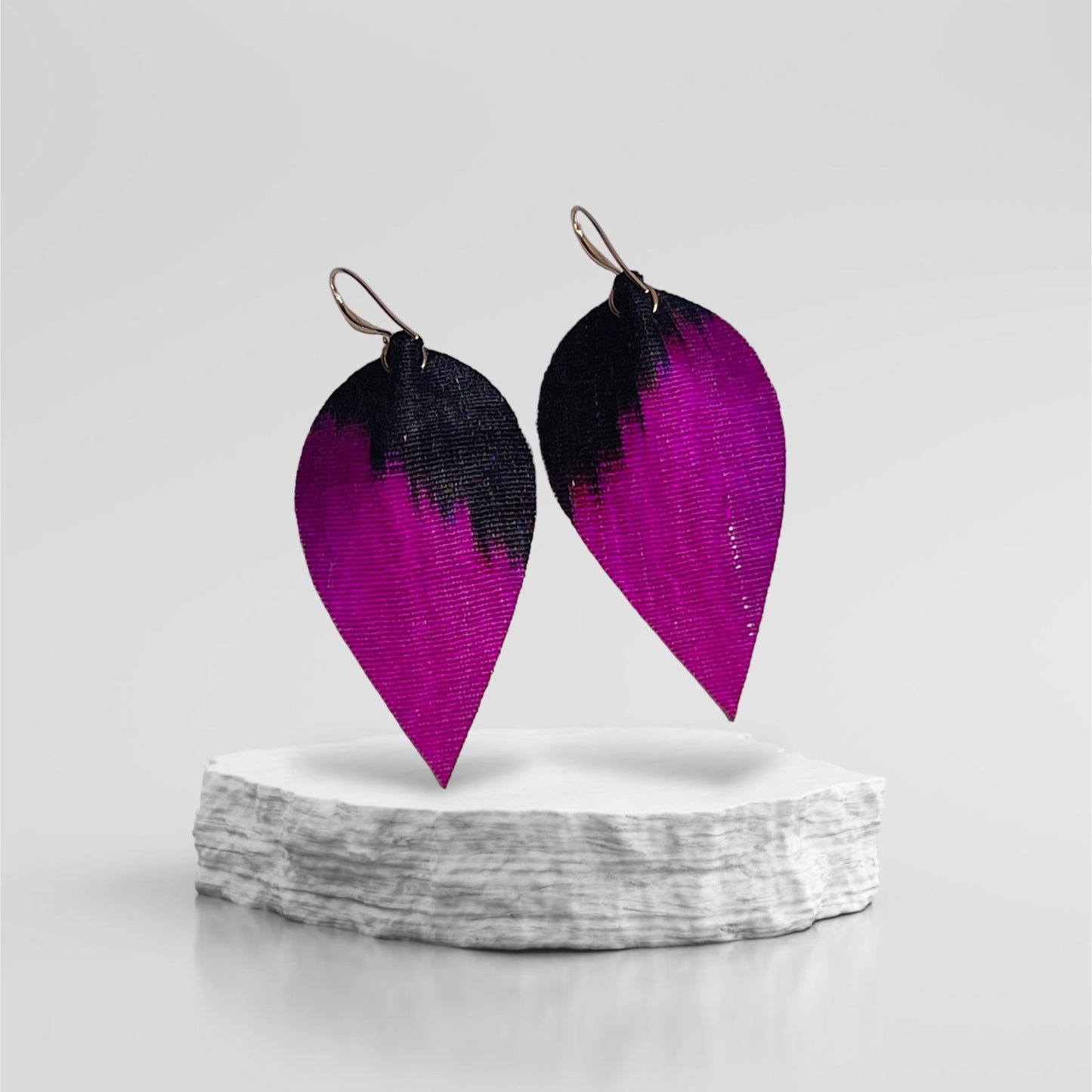 Leather Ikat Teardrop Earrings