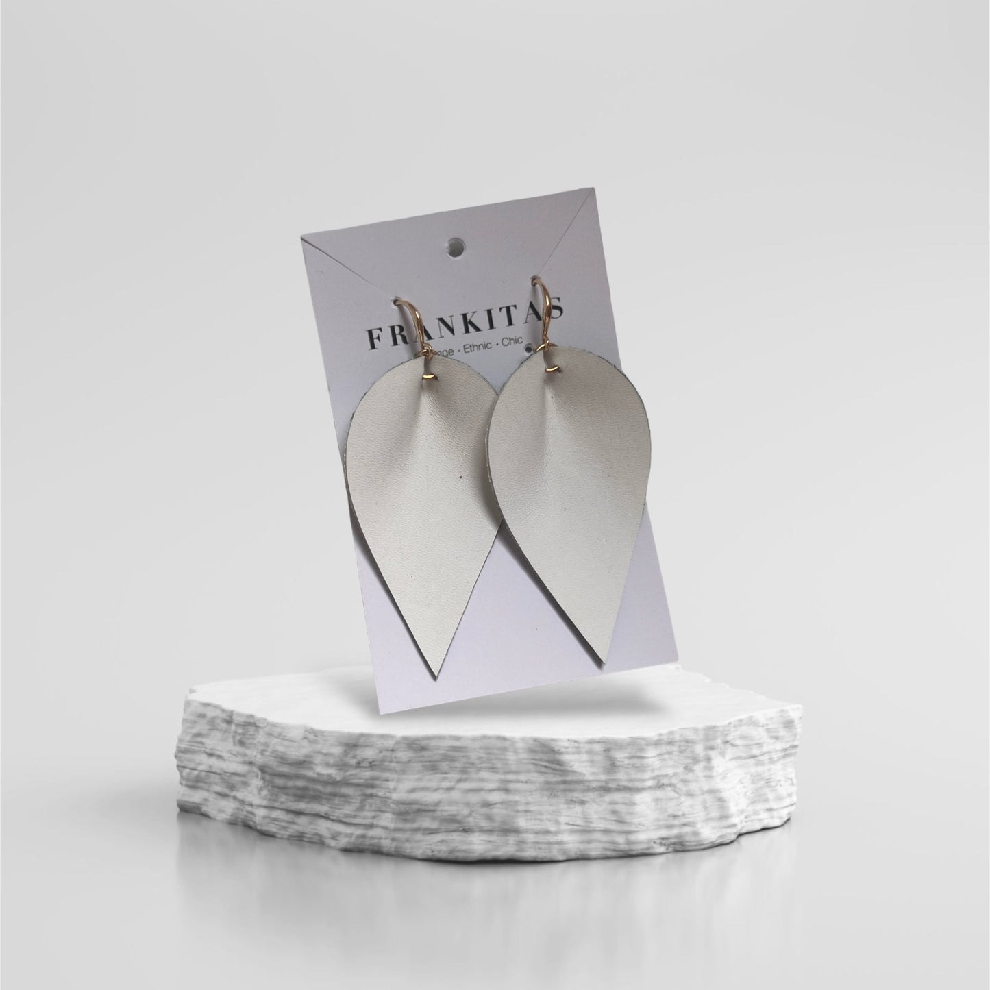 Leather Ikat Teardrop Earrings