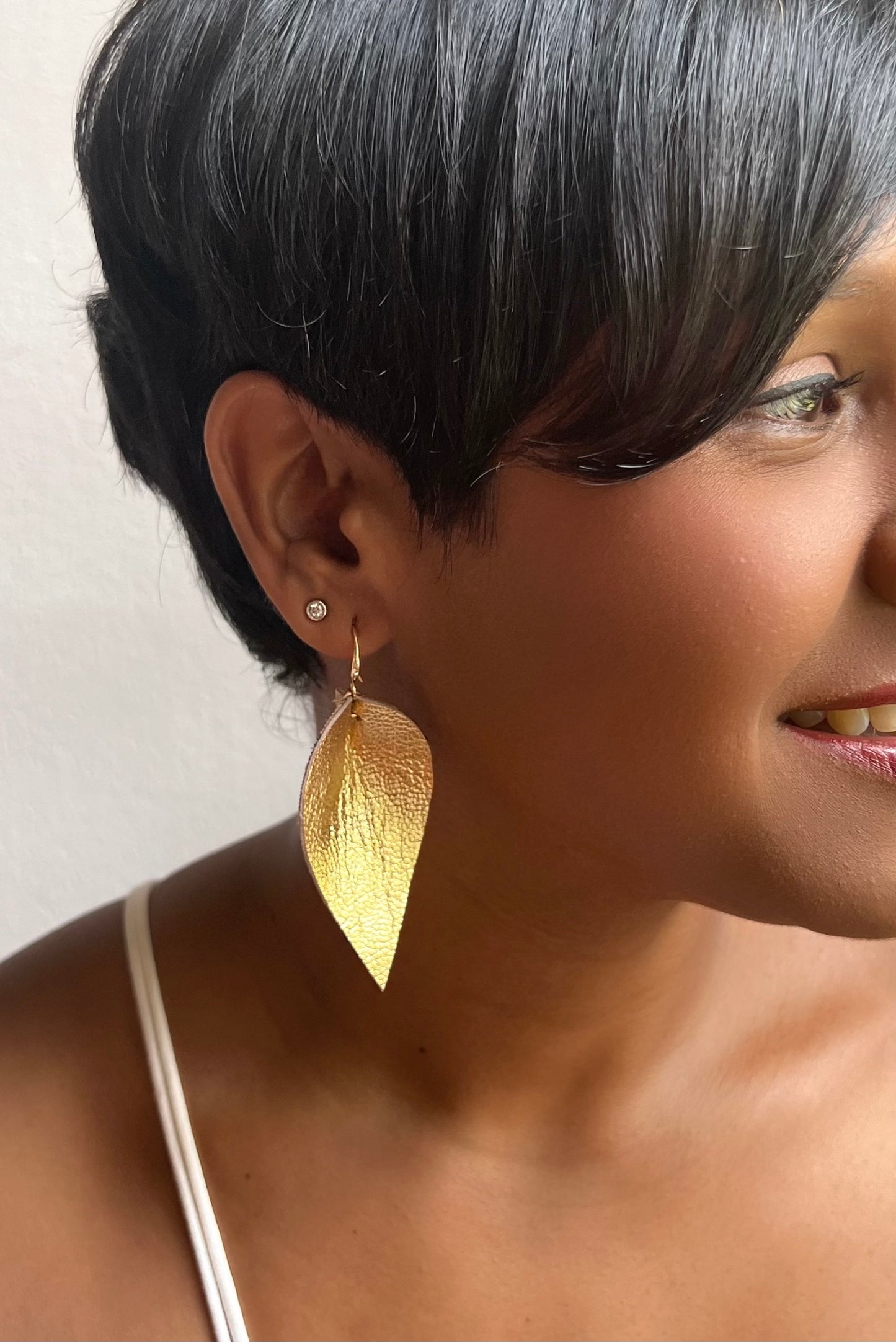 Leather Ikat Teardrop Earrings