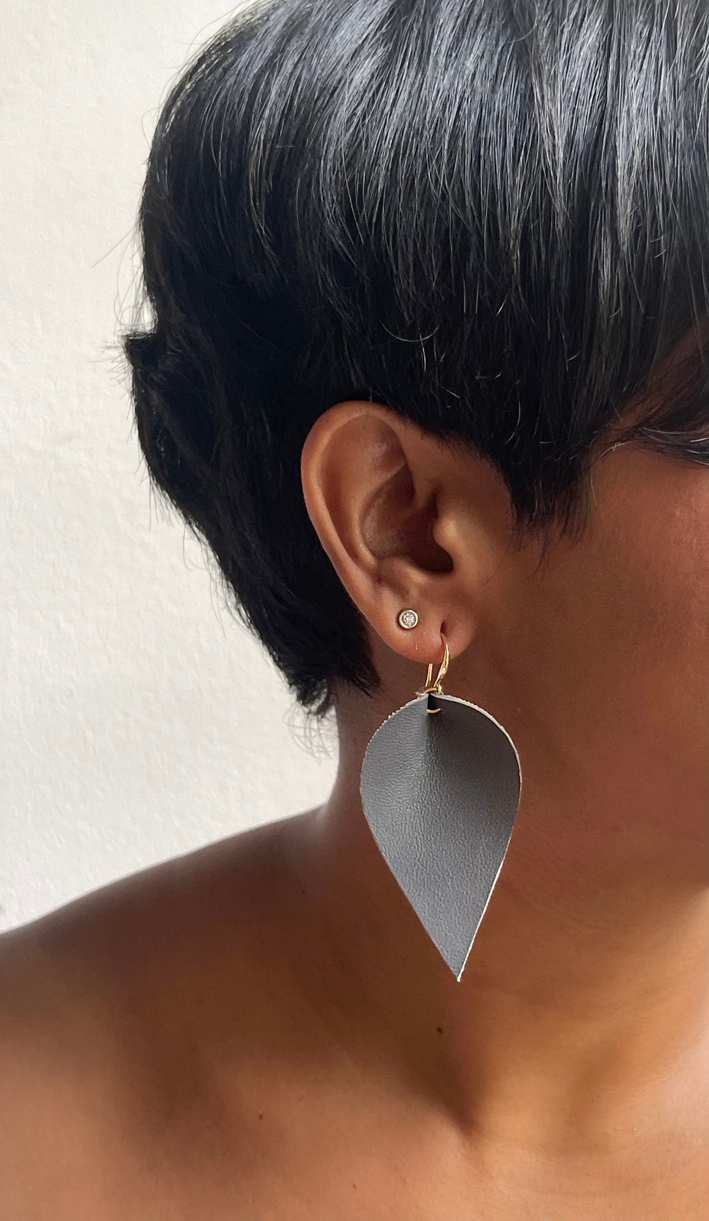 Leather Ikat Teardrop Earrings