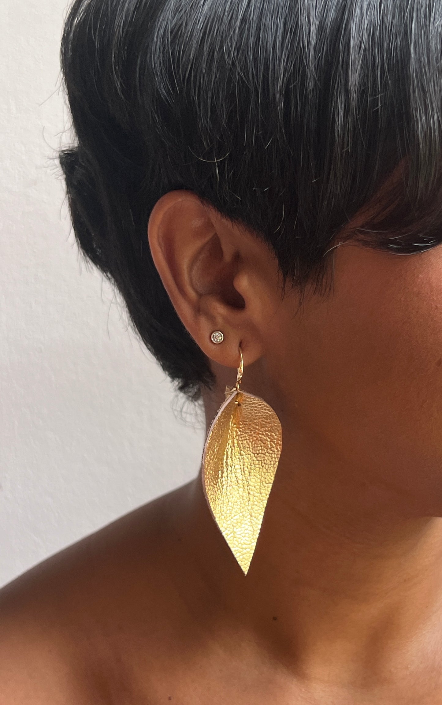 Leather Ikat Teardrop Earrings