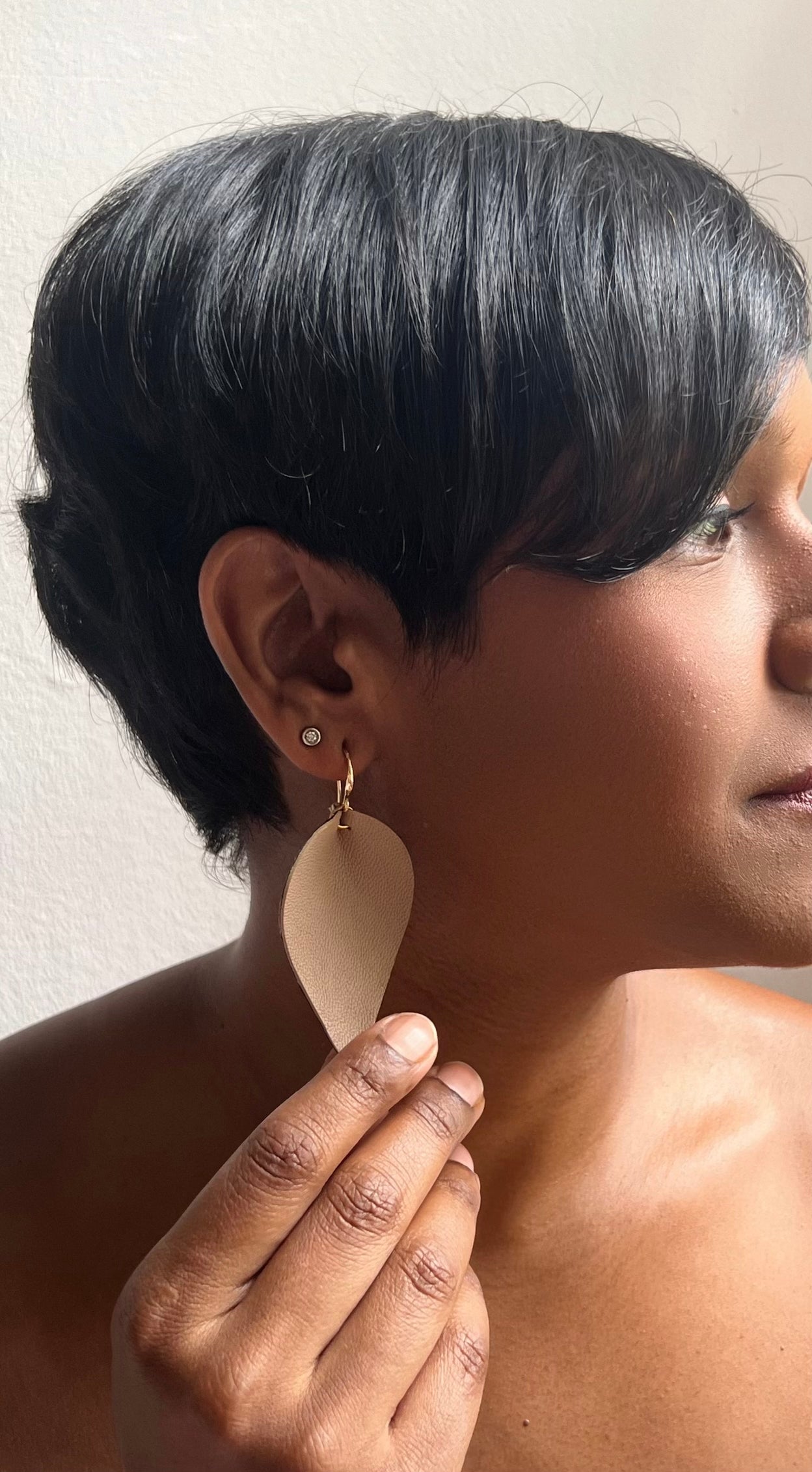 Leather Ikat Teardrop Earrings