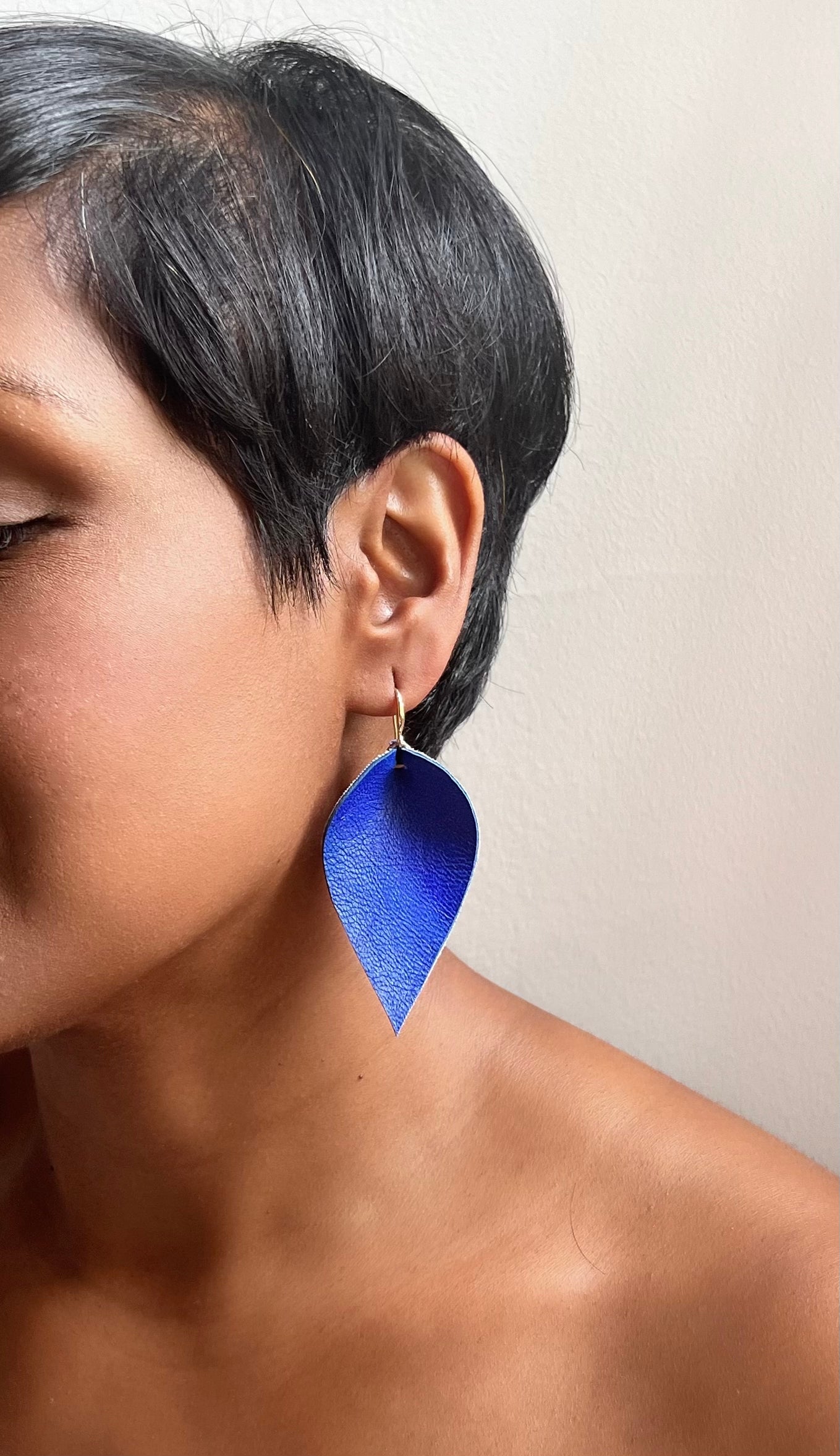 Leather Ikat Teardrop Earrings
