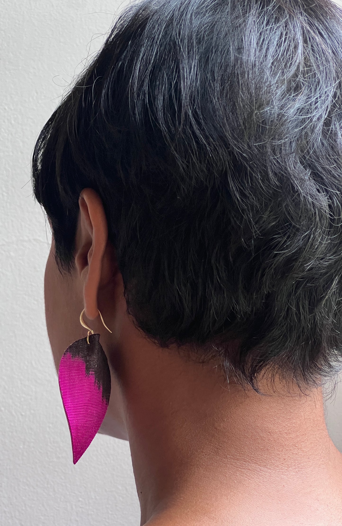 Leather Ikat Teardrop Earrings