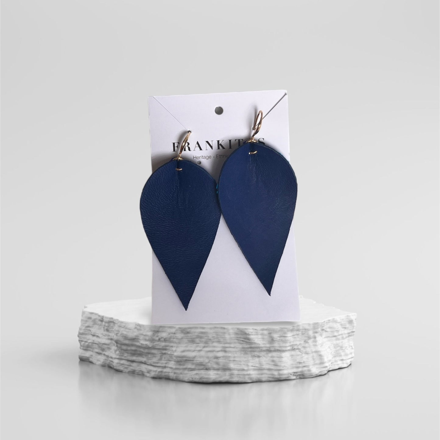 Leather Ikat Teardrop Earrings