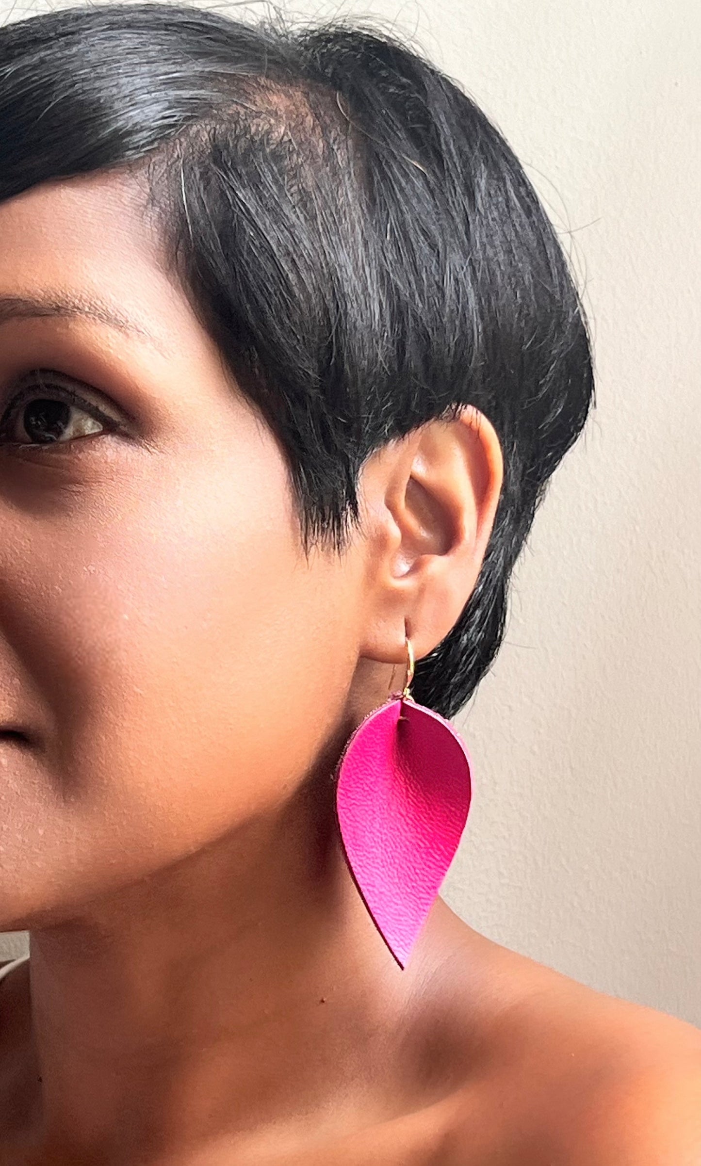 Leather Ikat Teardrop Earrings