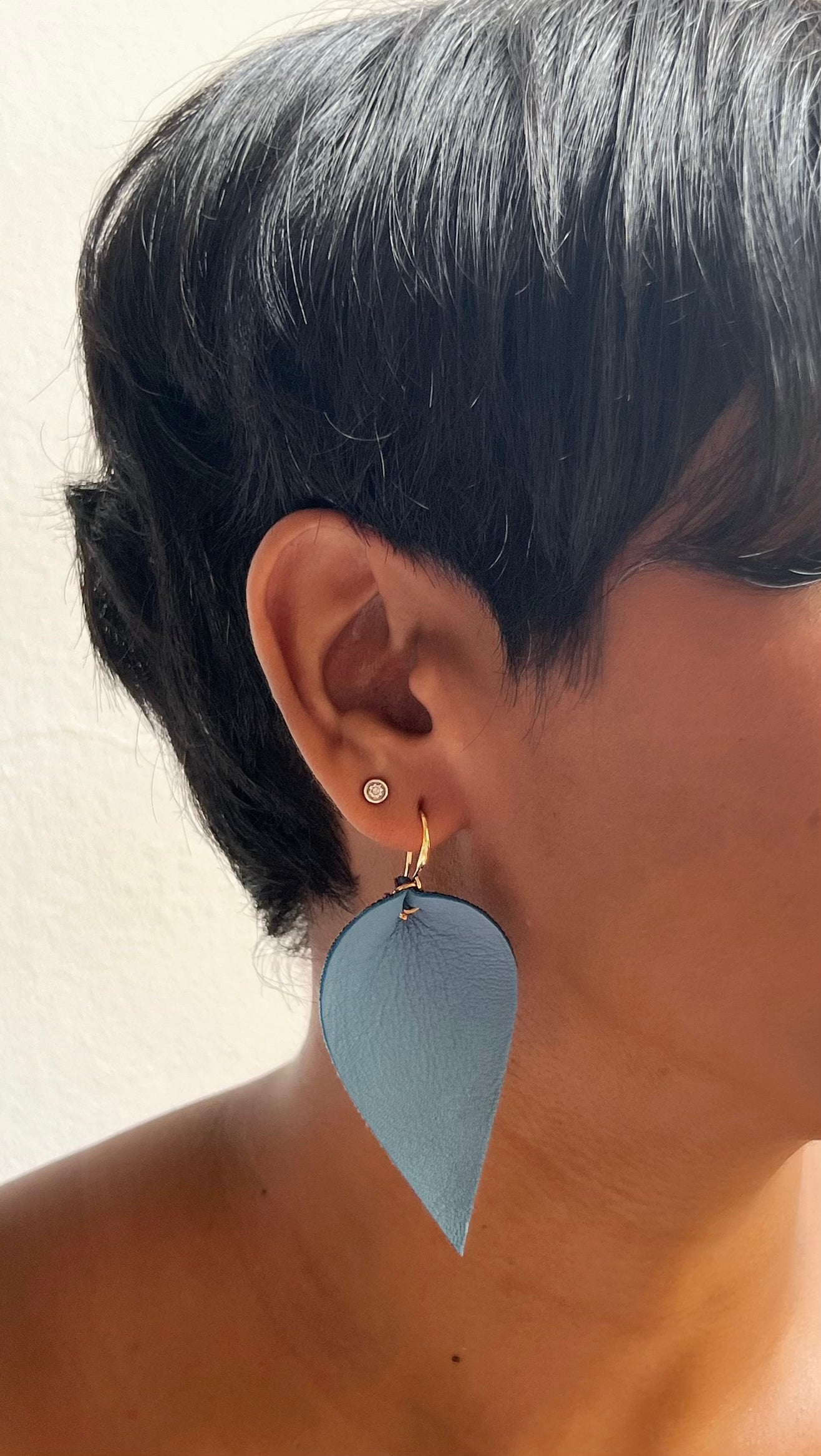 Leather Ikat Teardrop Earrings