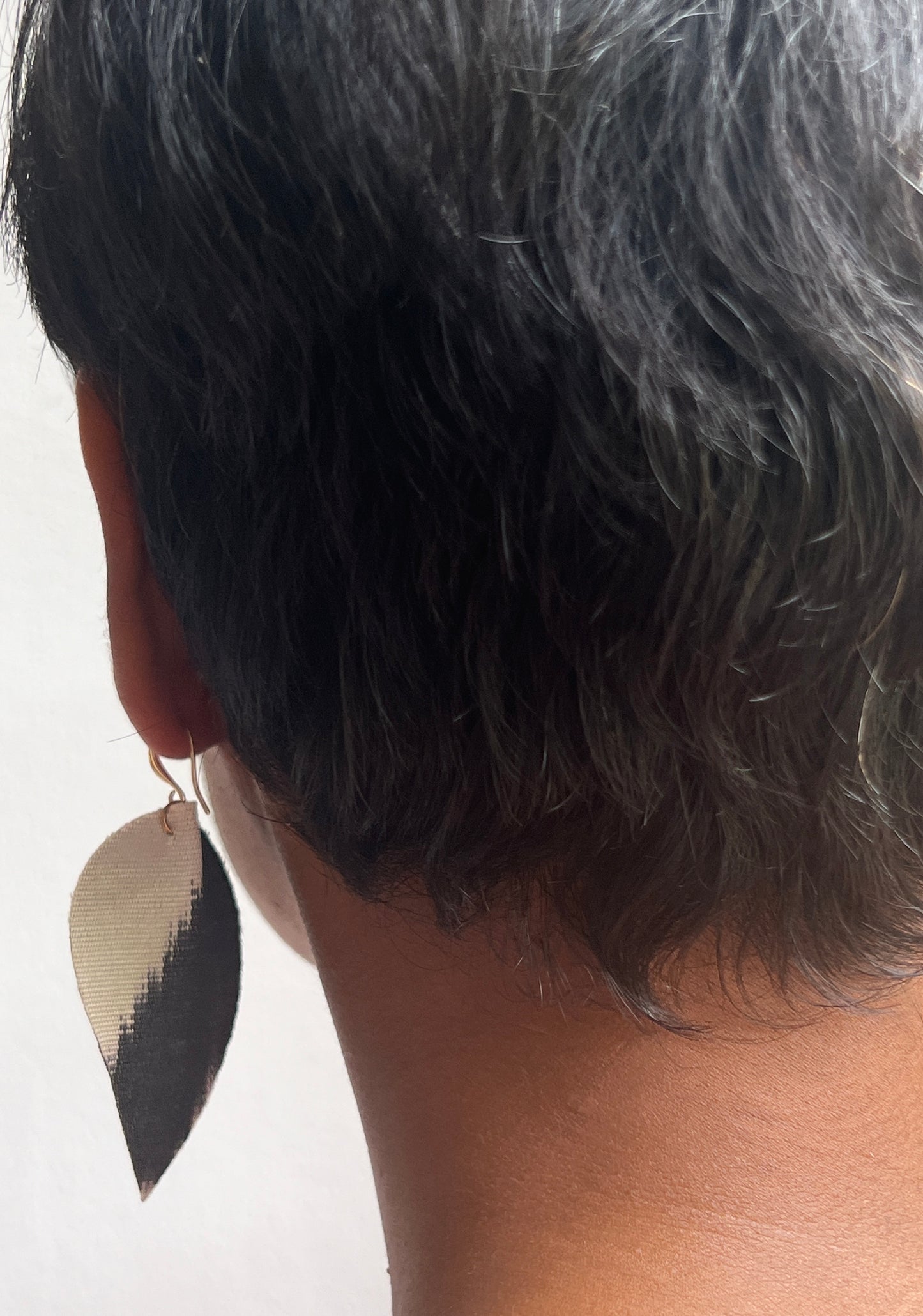 Leather Ikat Teardrop Earrings