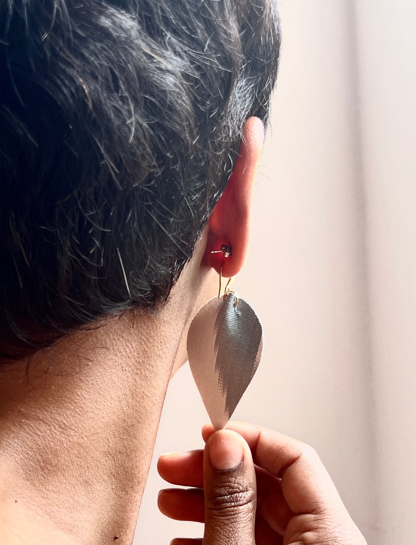 Leather Ikat Teardrop Earrings