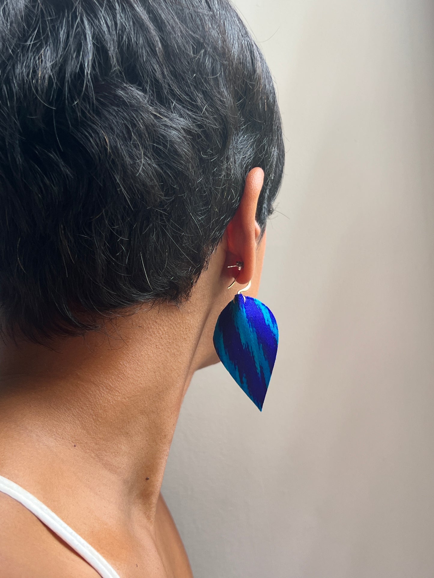 Leather Ikat Teardrop Earrings