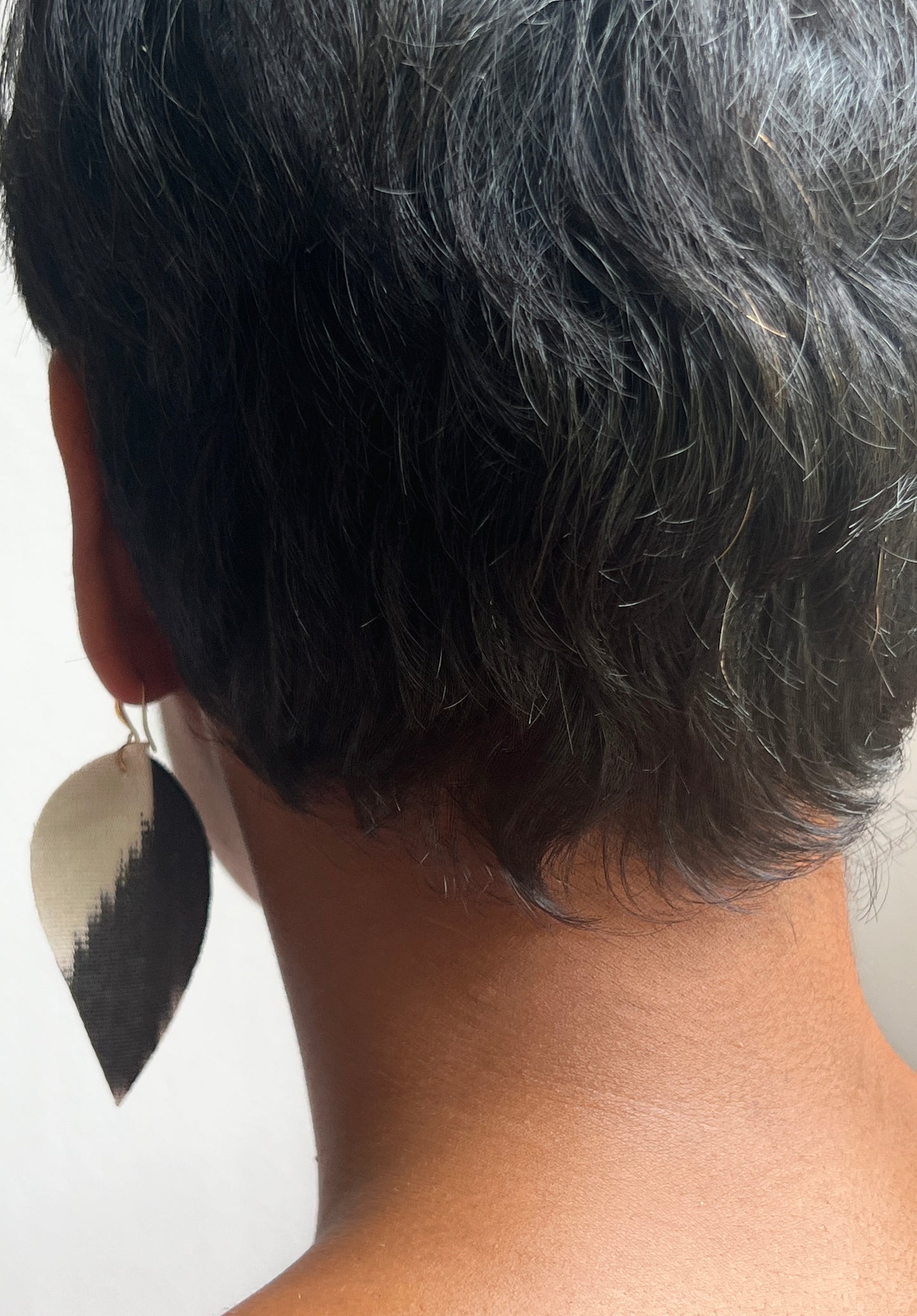 Leather Ikat Teardrop Earrings
