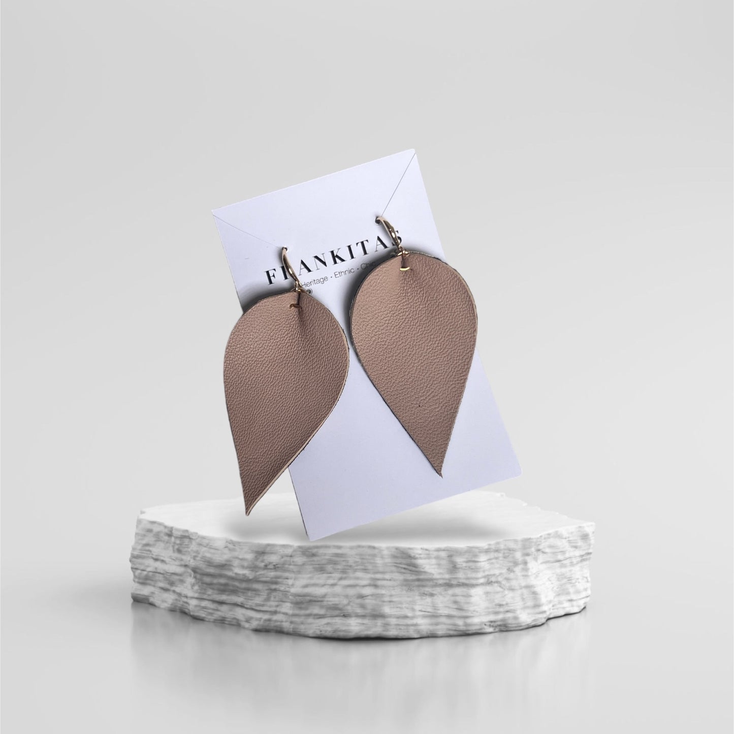 Leather Ikat Teardrop Earrings