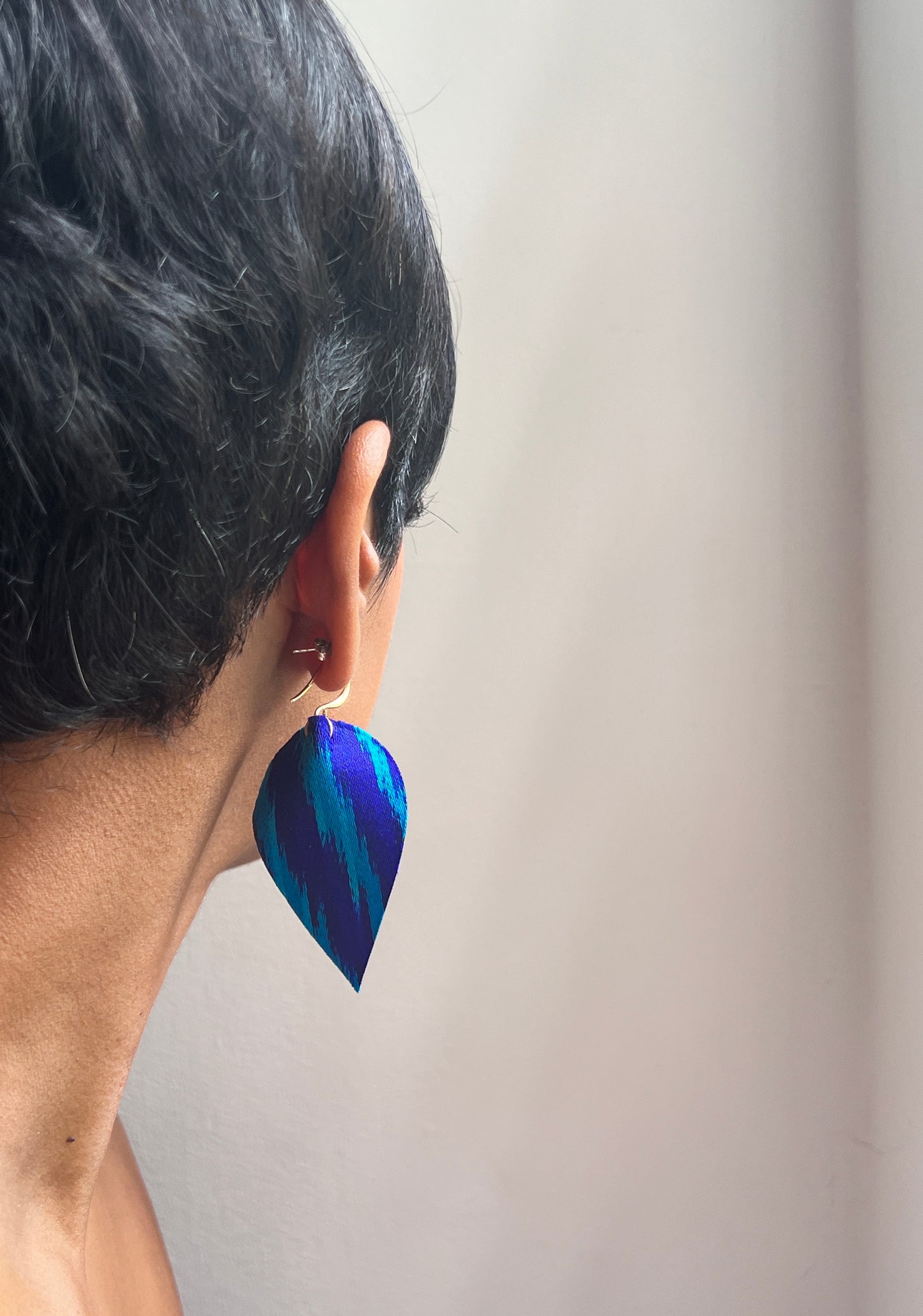Leather Ikat Teardrop Earrings