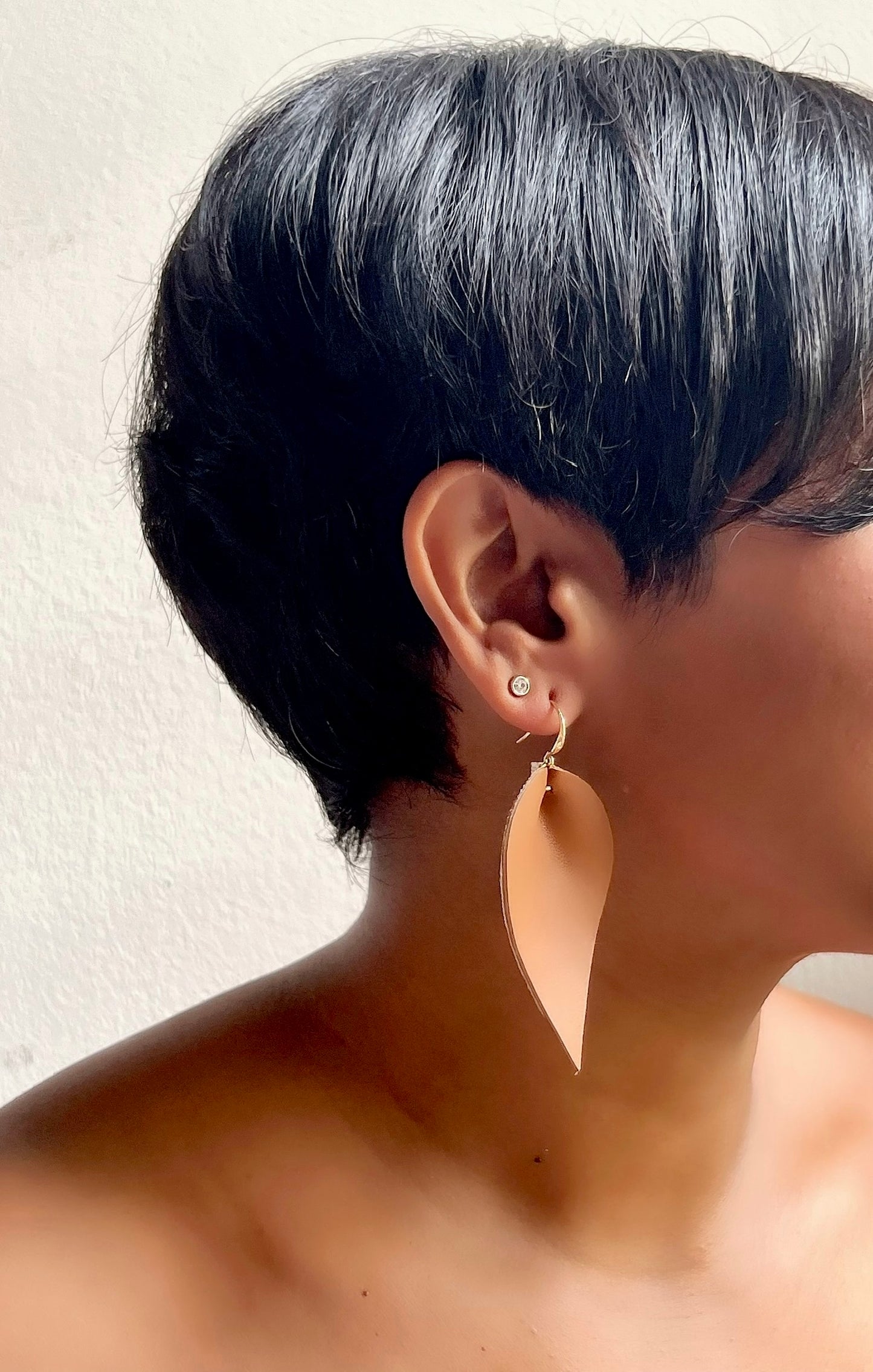 Leather Ikat Teardrop Earrings