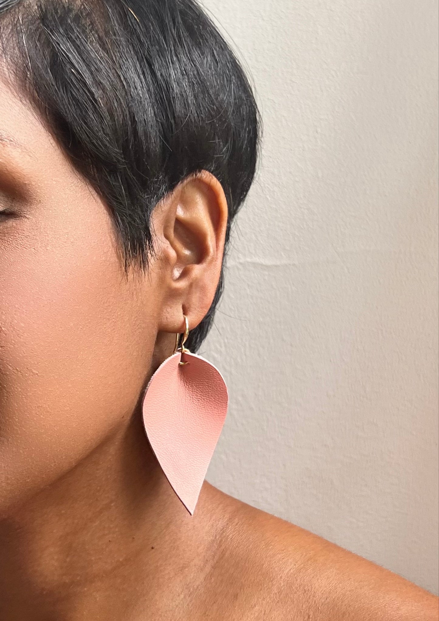 Leather Ikat Teardrop Earrings