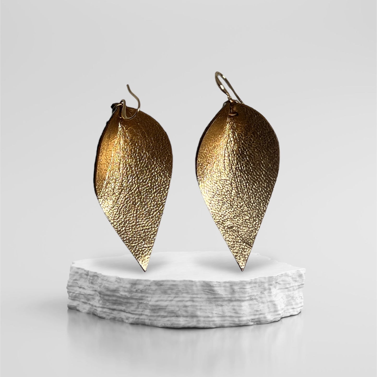 Leather Ikat Teardrop Earrings