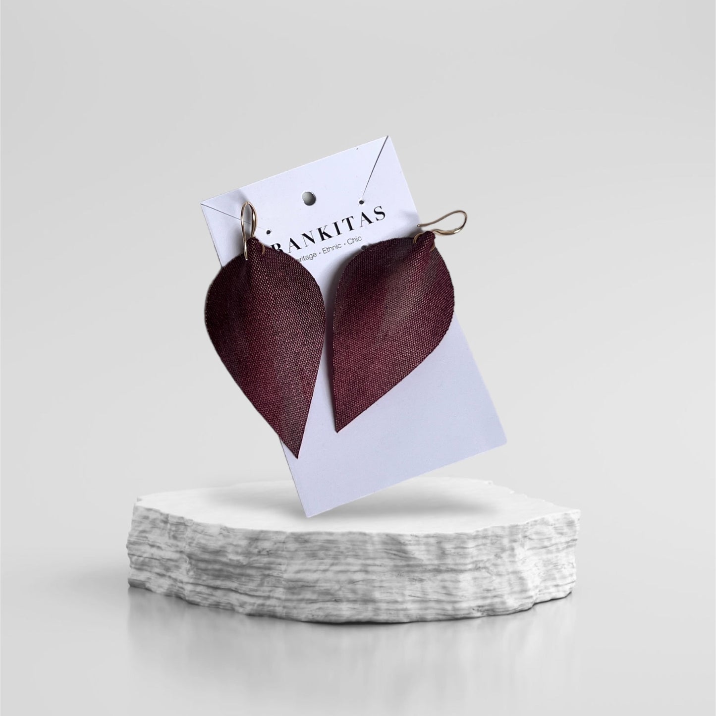 Leather Ikat Teardrop Earrings