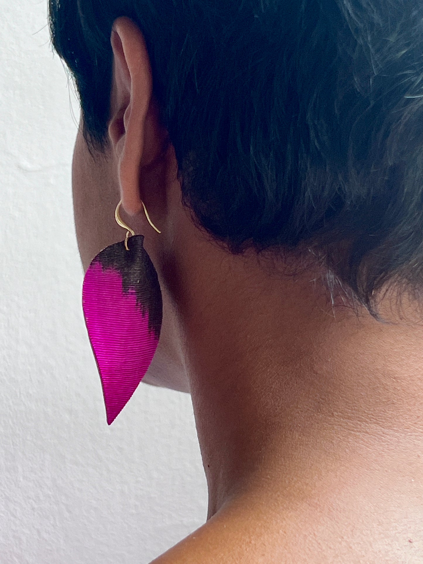 Leather Ikat Teardrop Earrings