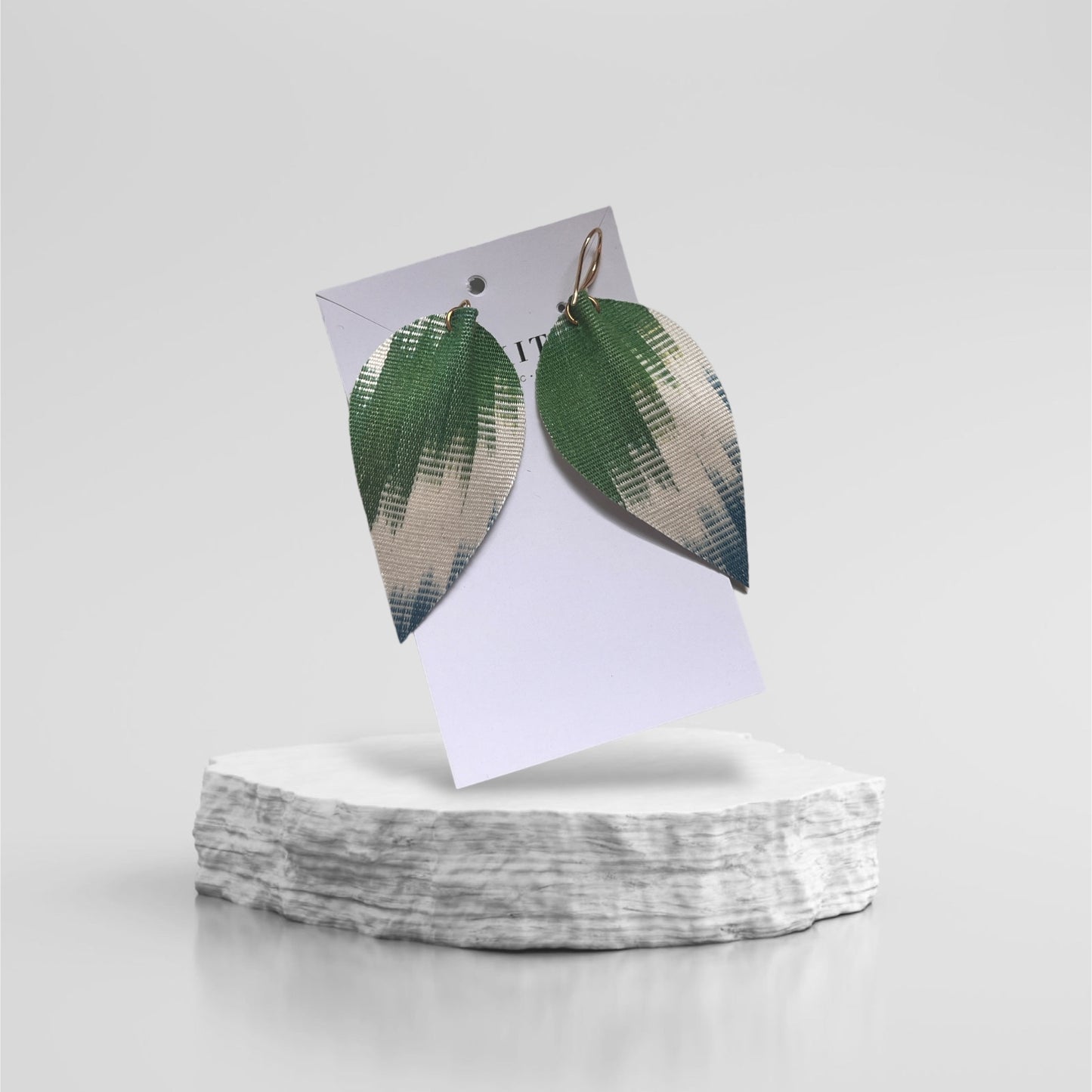 Leather Ikat Teardrop Earrings