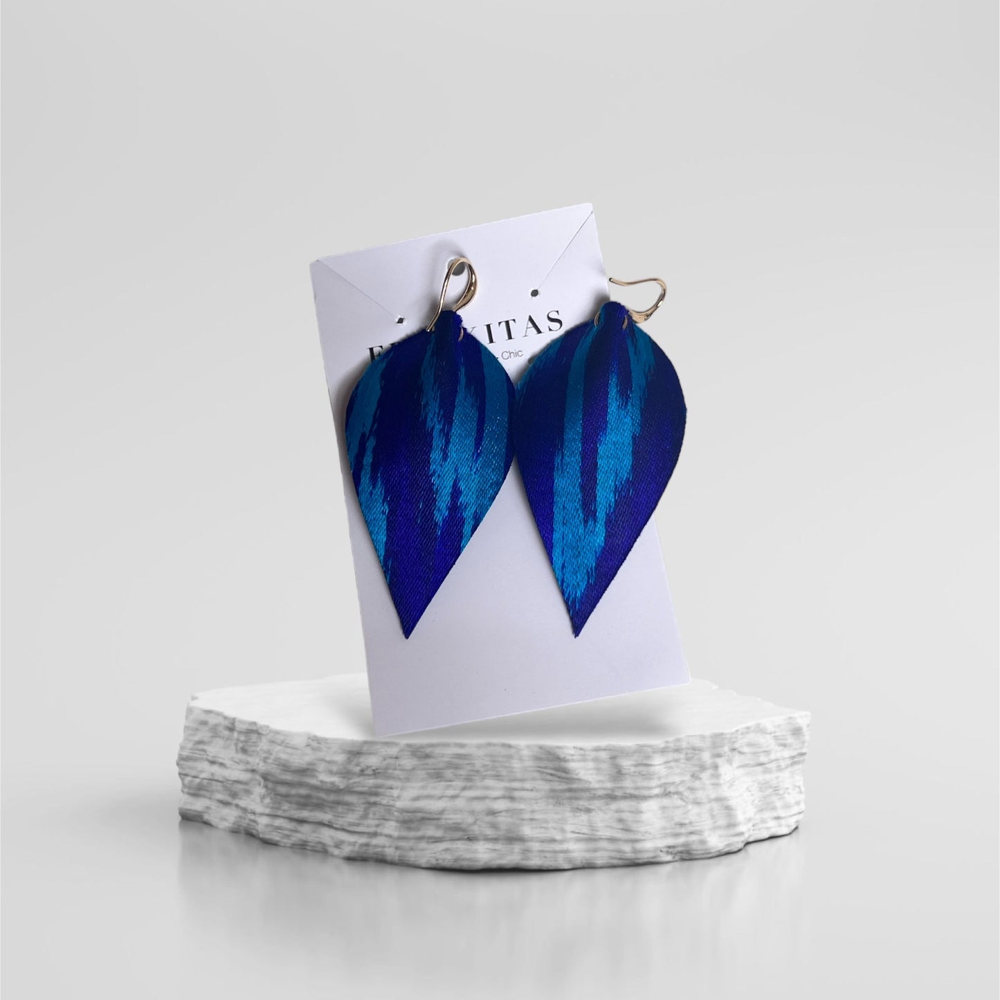 Leather Ikat Teardrop Earrings