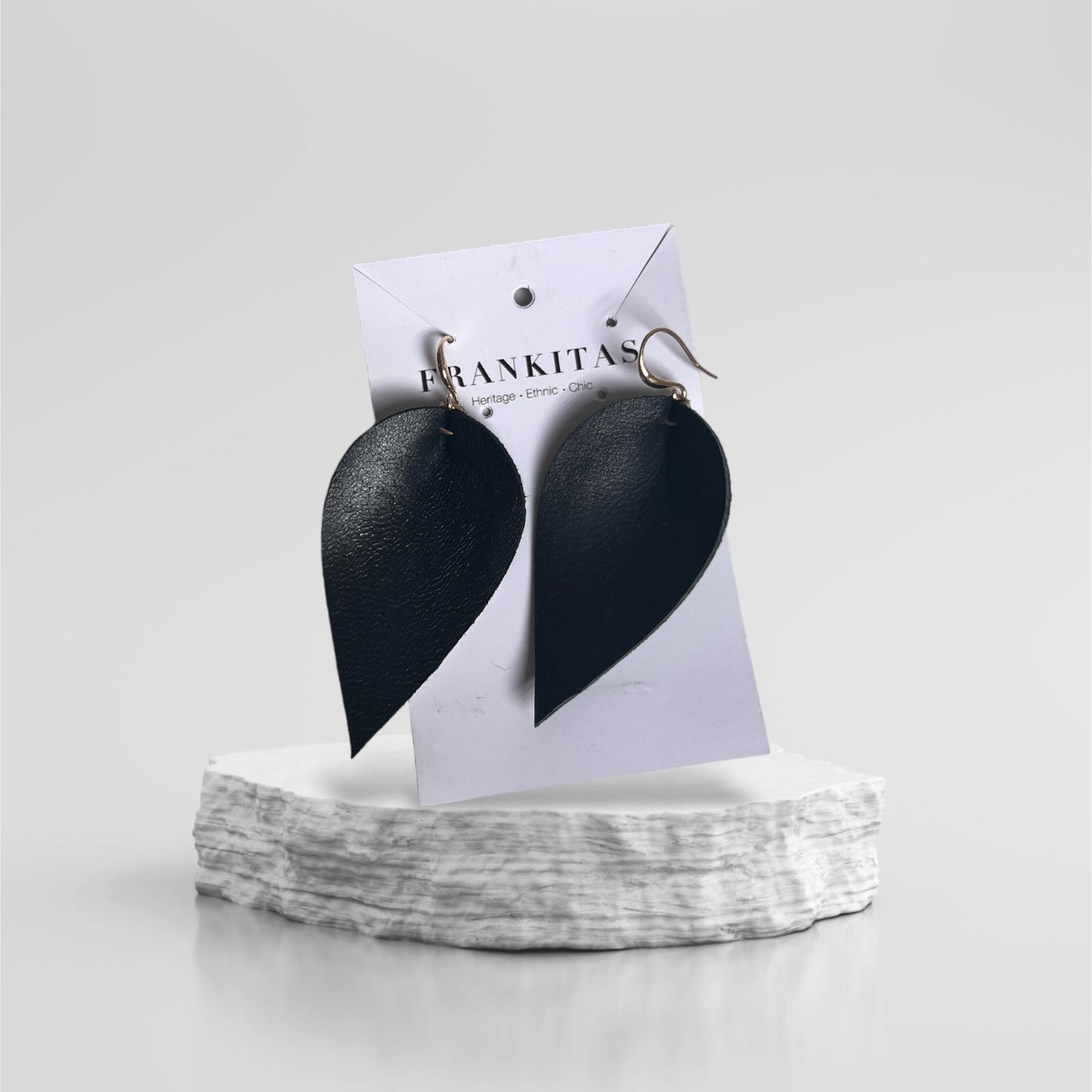 Leather Ikat Teardrop Earrings