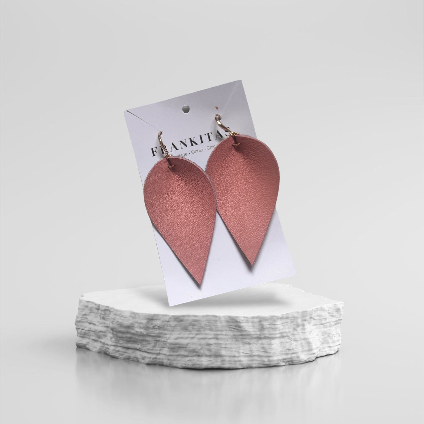 Leather Ikat Teardrop Earrings