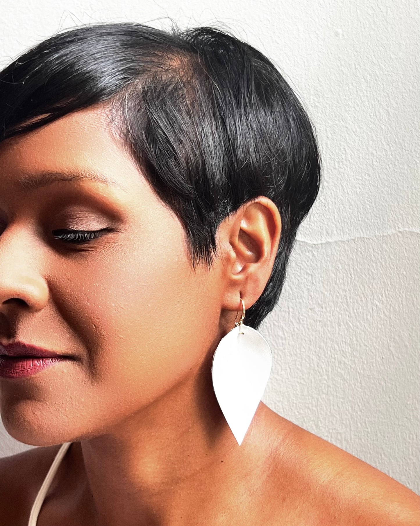 Leather Ikat Teardrop Earrings