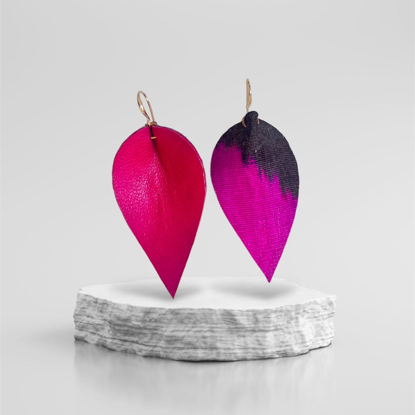Leather Ikat Teardrop Earrings