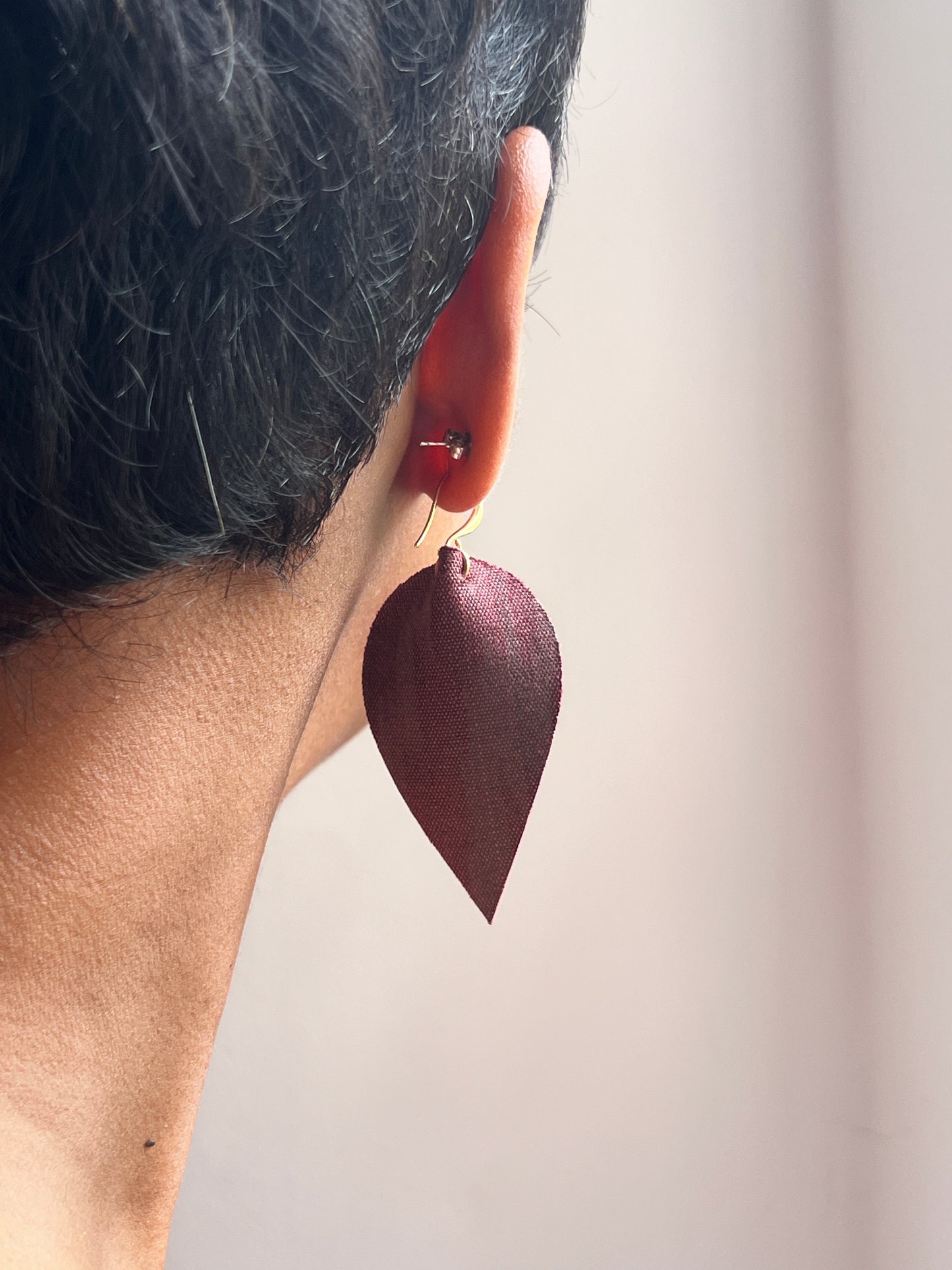 Leather Ikat Teardrop Earrings