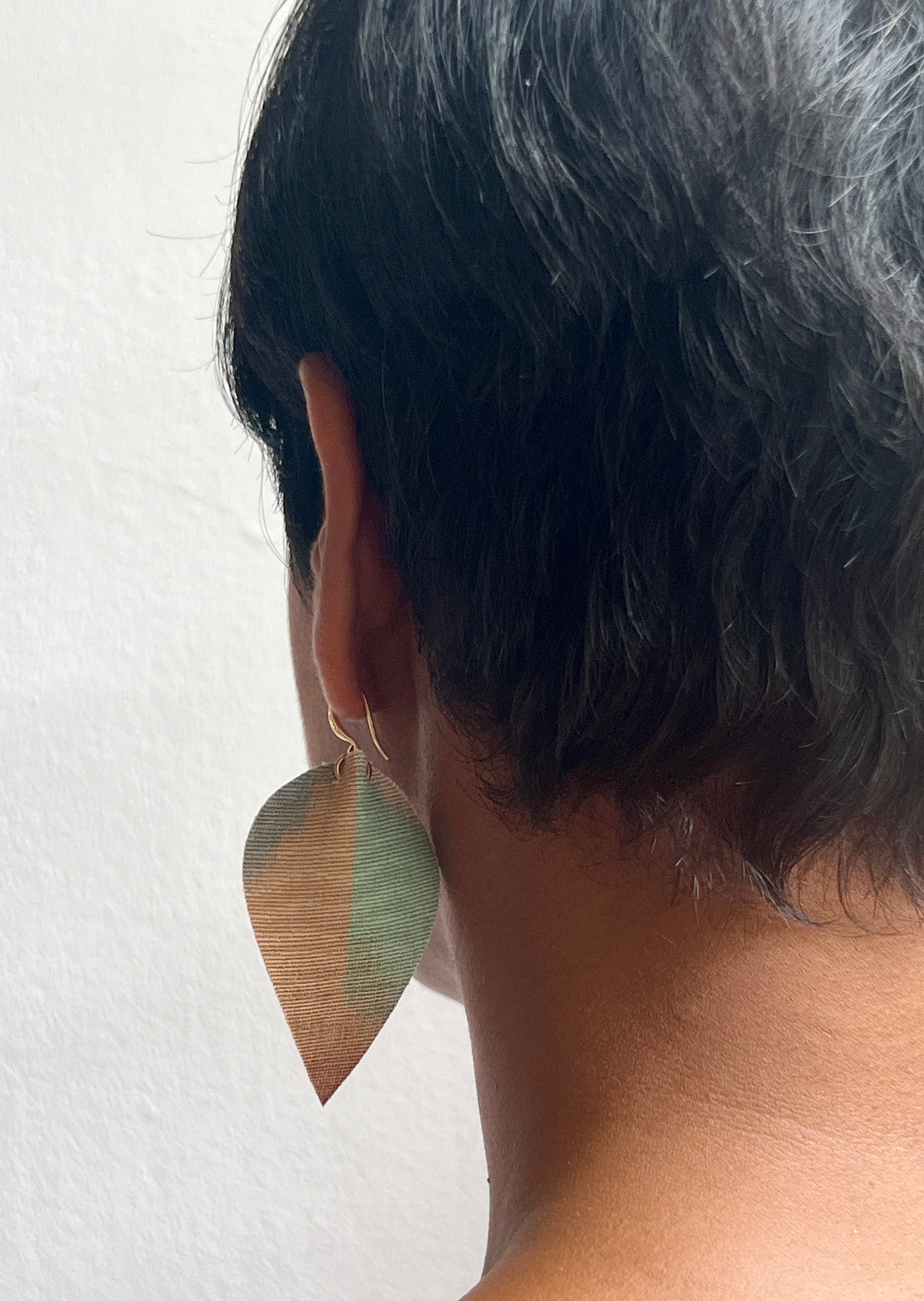 Leather Ikat Teardrop Earrings