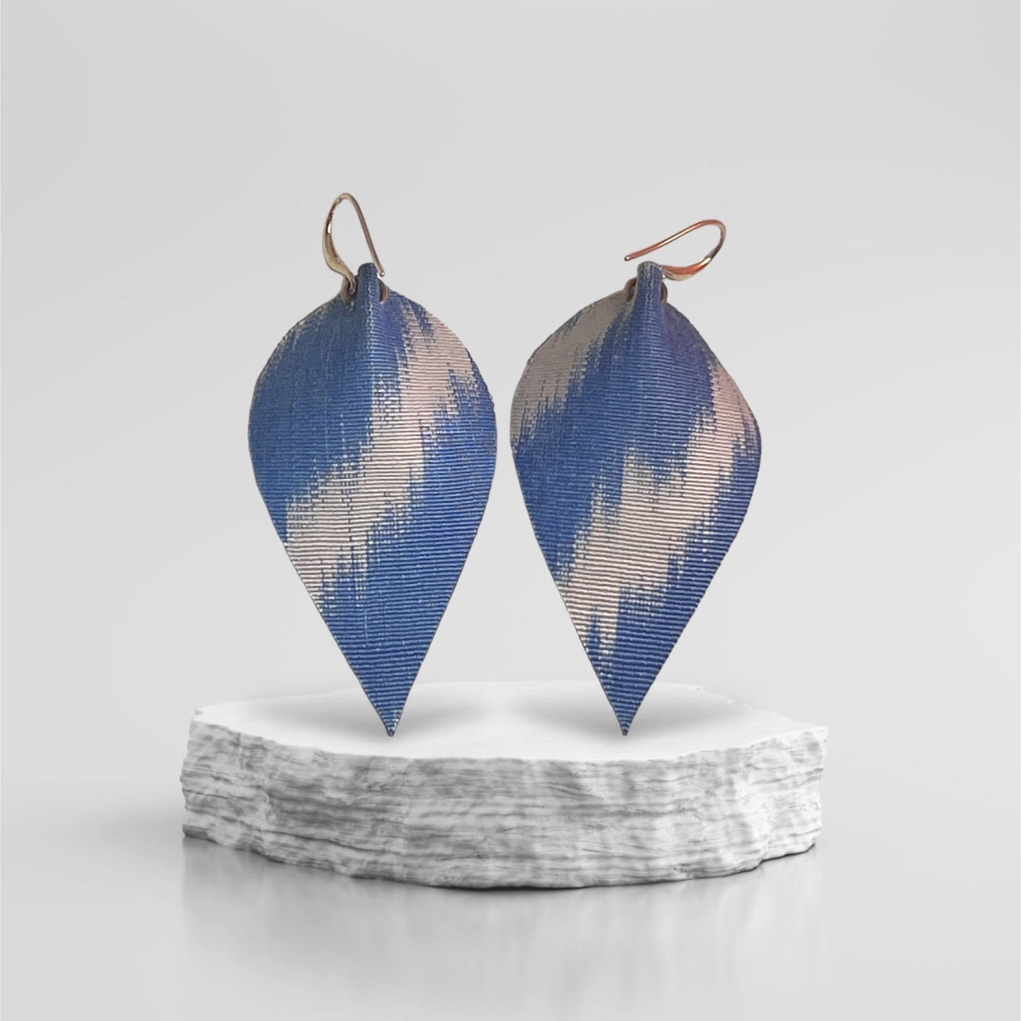 Leather Ikat Teardrop Earrings