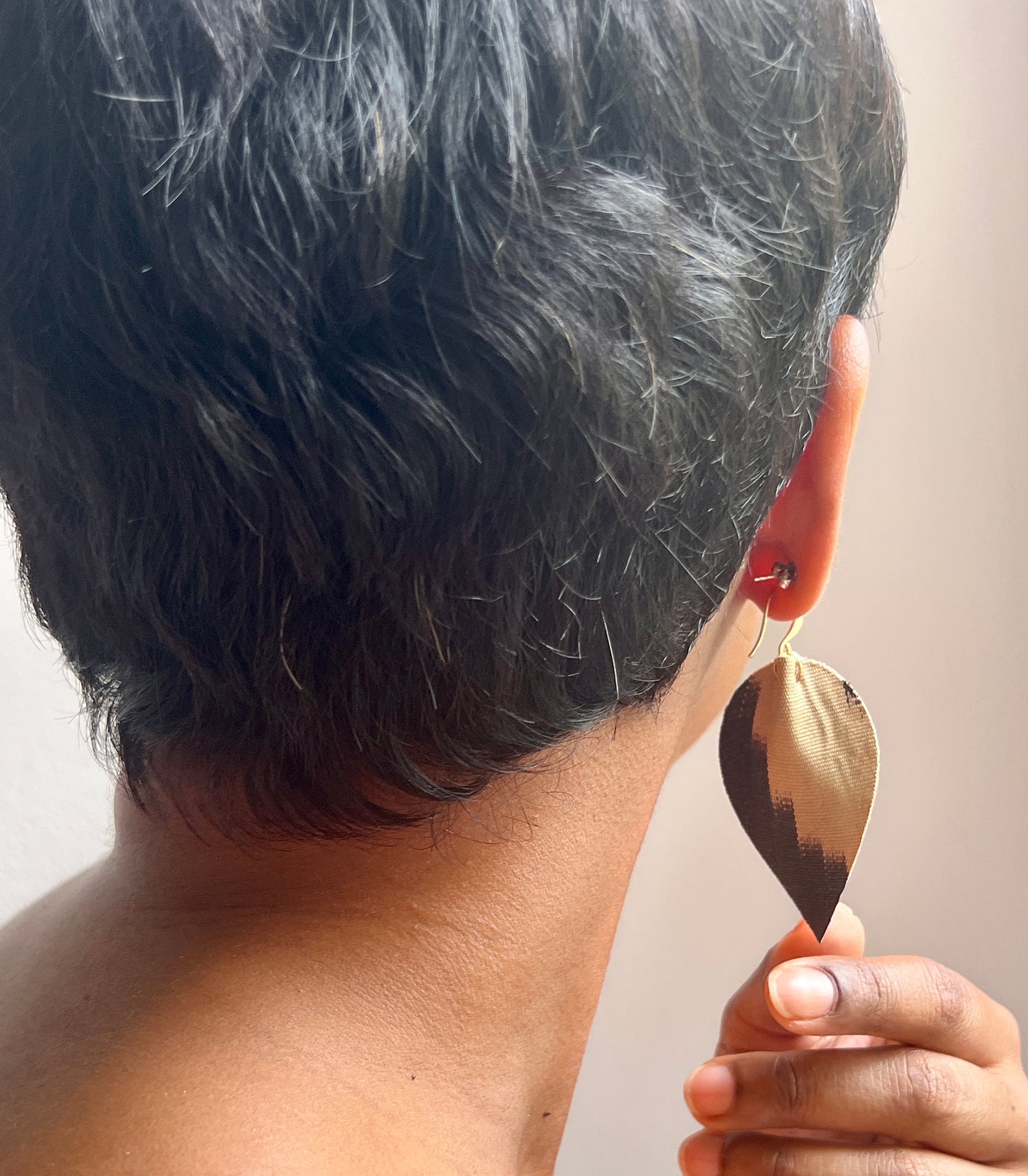 Leather Ikat Teardrop Earrings