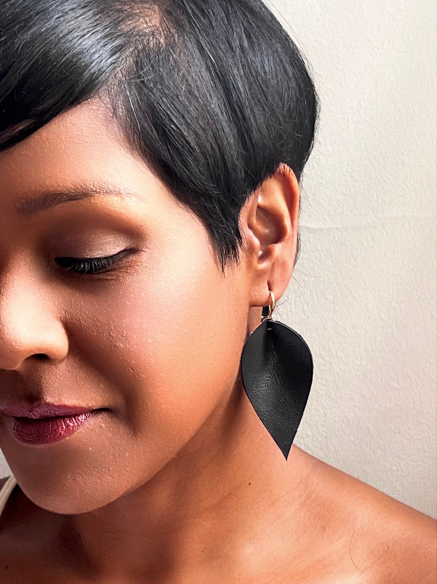 Leather Ikat Teardrop Earrings