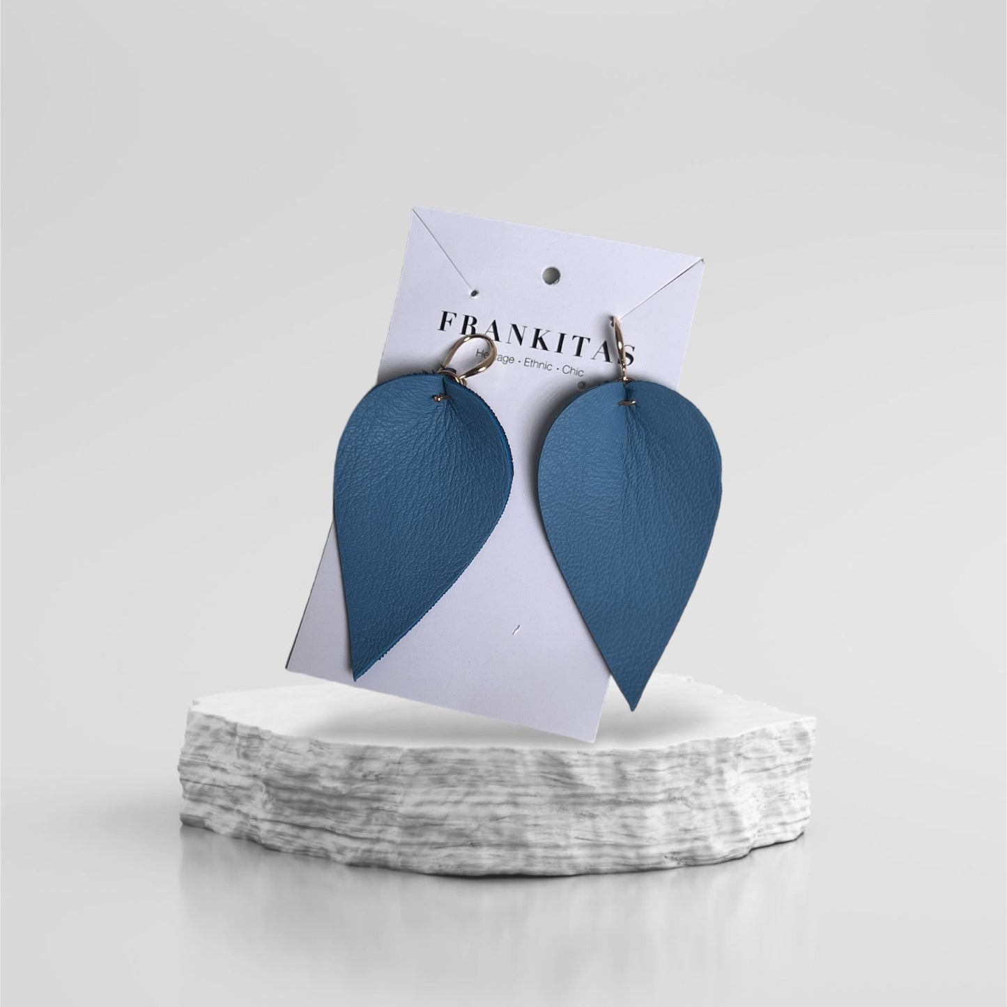 Leather Ikat Teardrop Earrings
