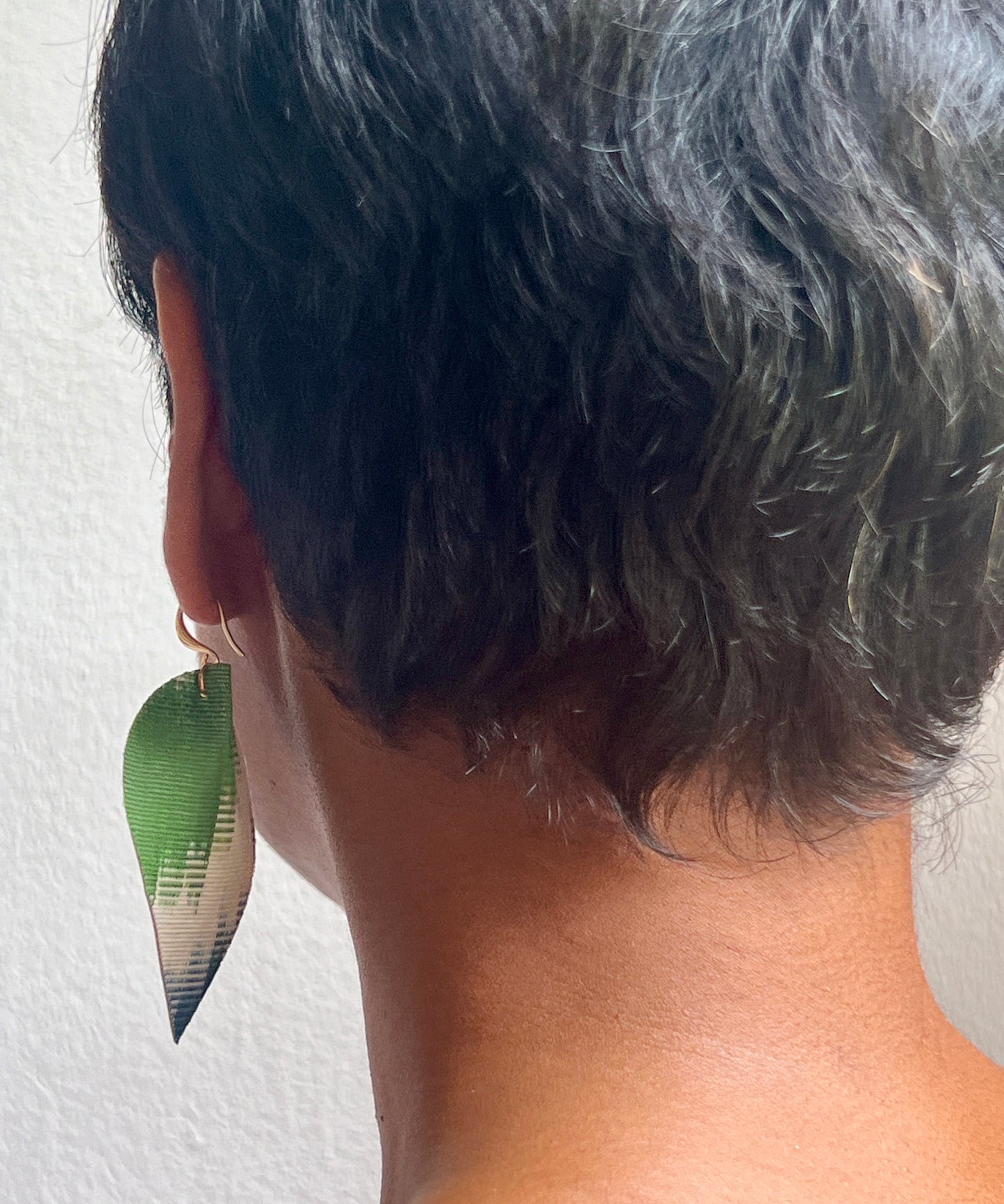 Leather Ikat Teardrop Earrings