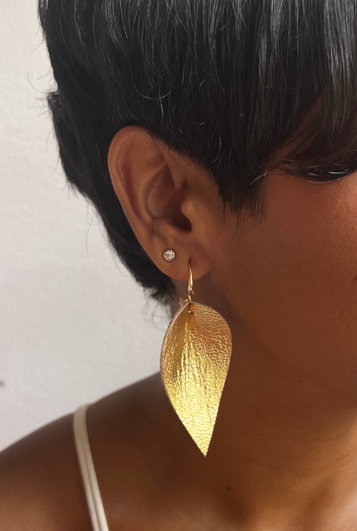 Leather Ikat Teardrop Earrings