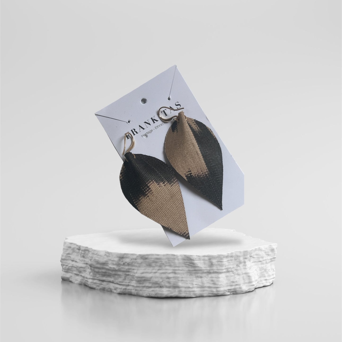 Leather Ikat Teardrop Earrings