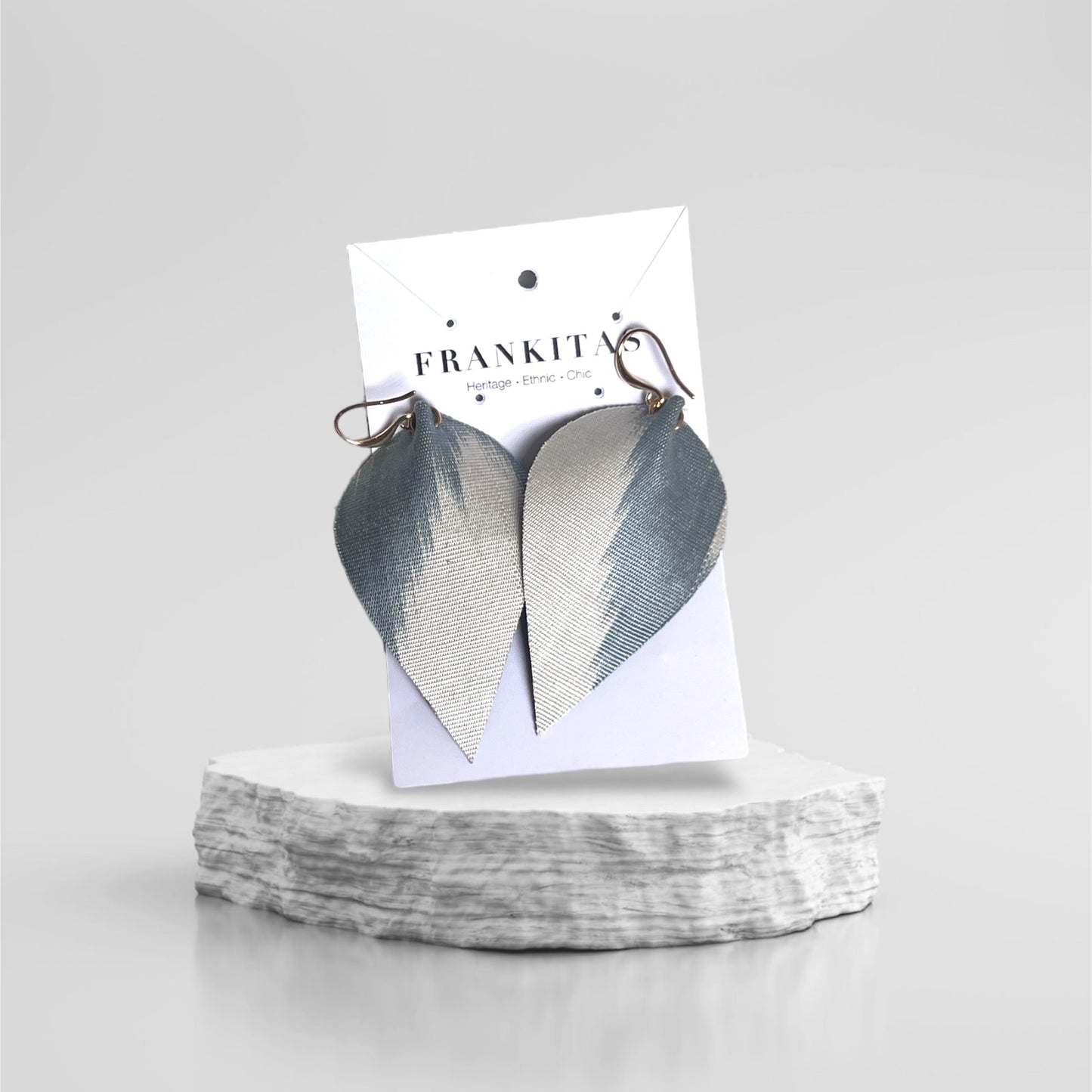 Leather Ikat Teardrop Earrings