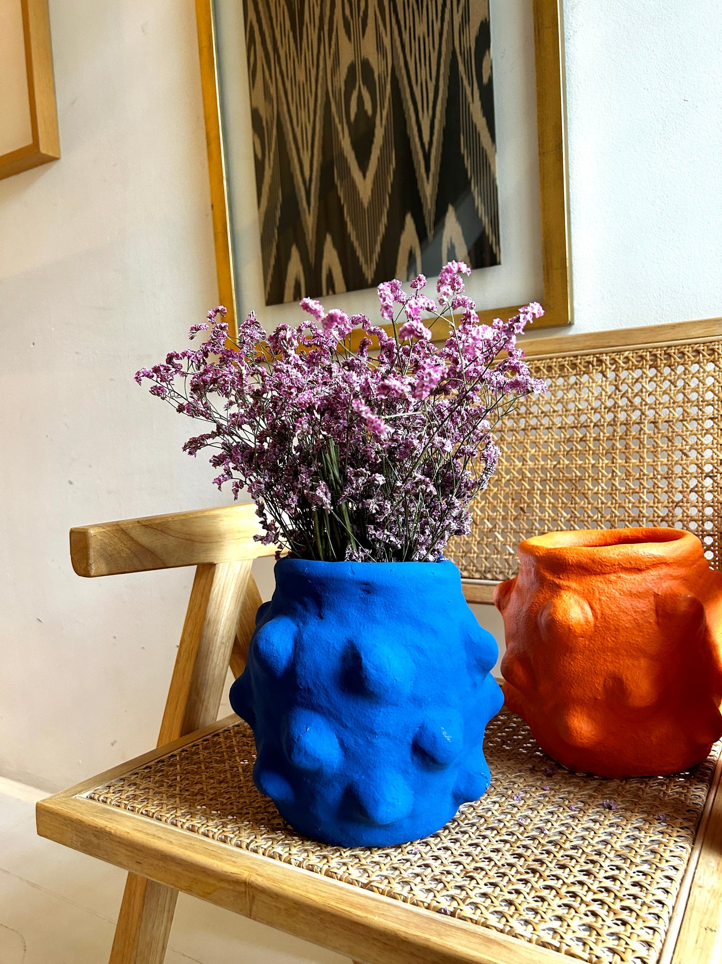 Small Bubble Vase Paper Mache (Blue)