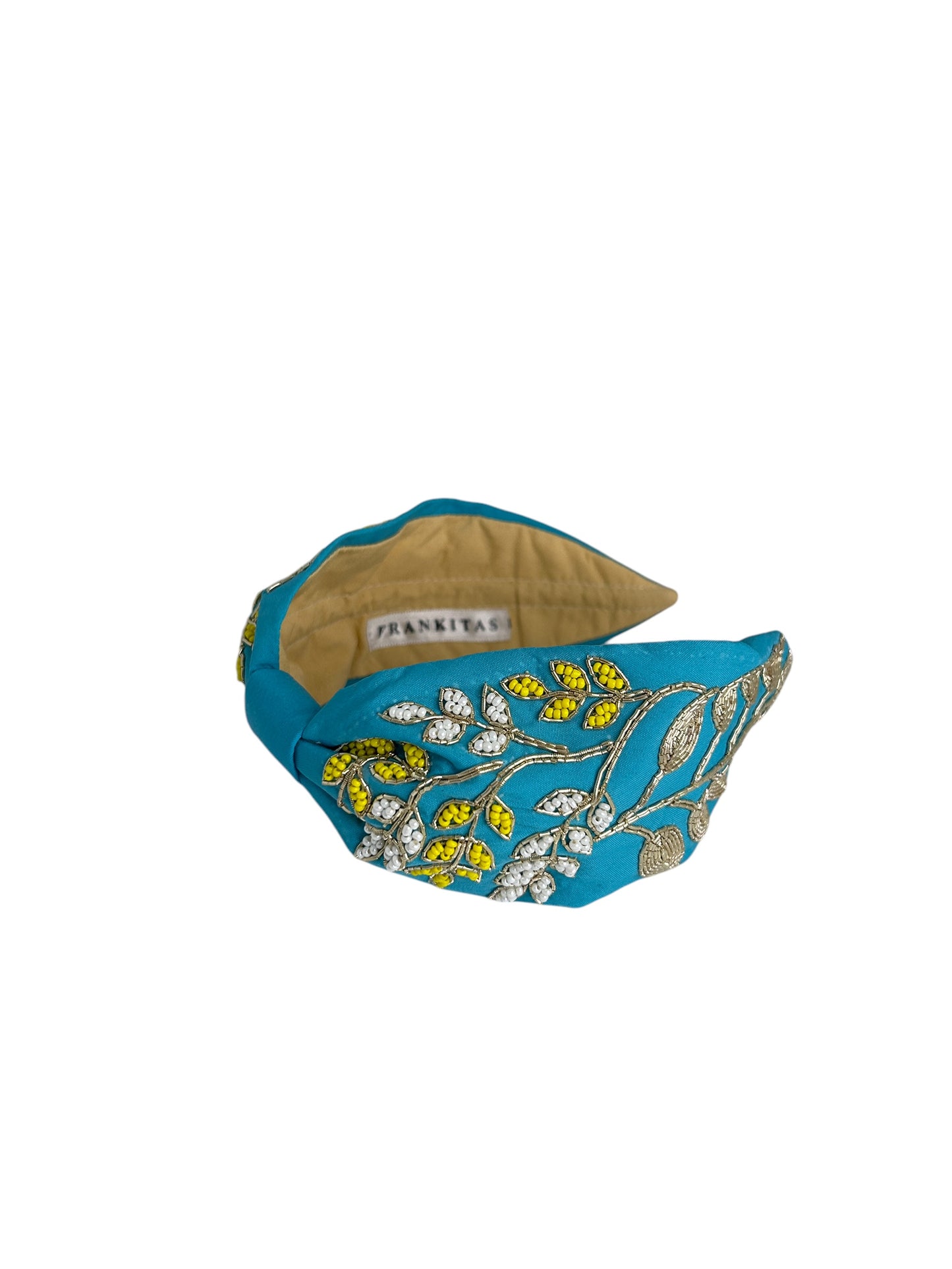 Headbands - Turquoise with white and yellow flowers and leaves