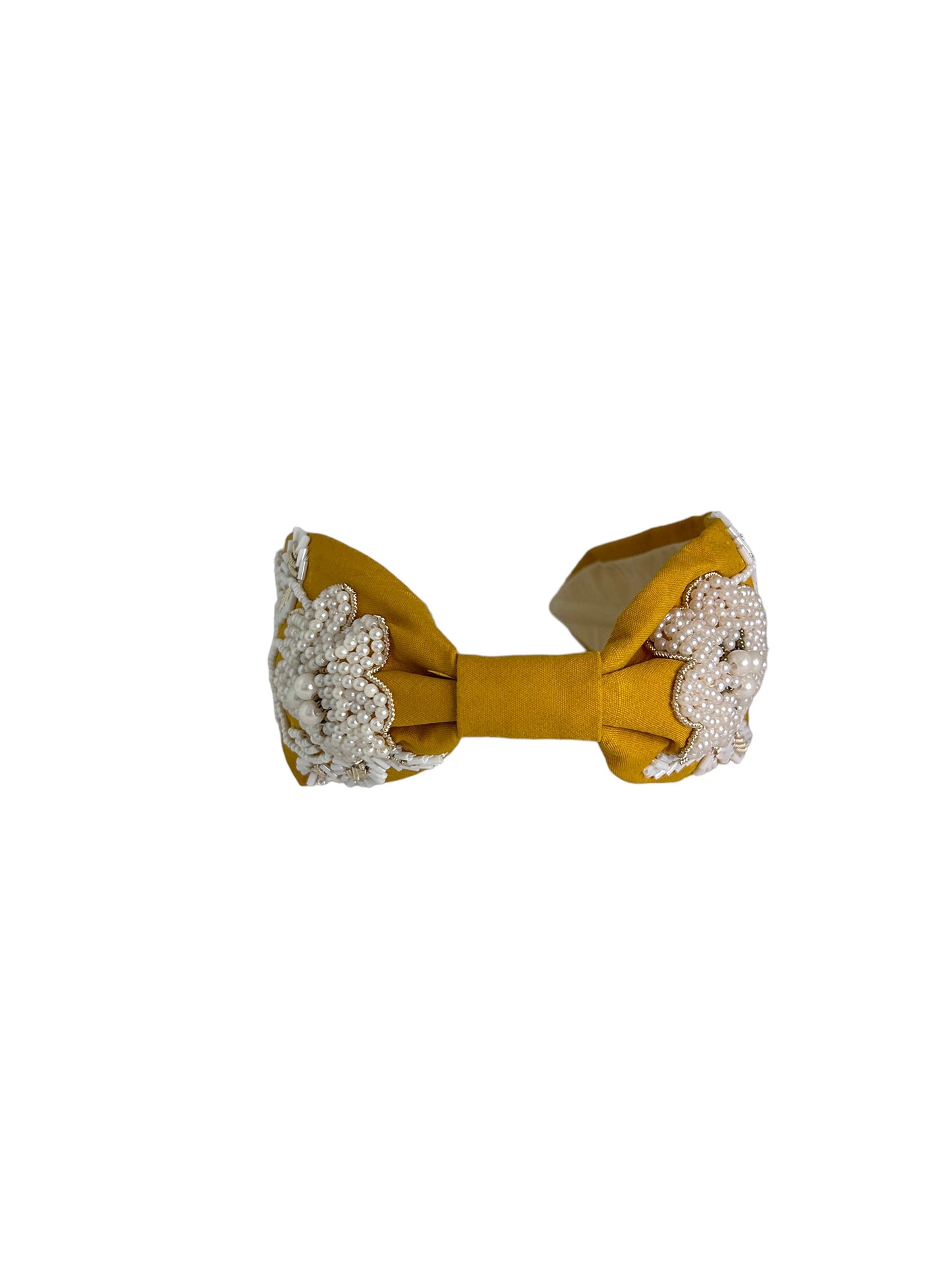 Headbands - Mustard with White Flowers