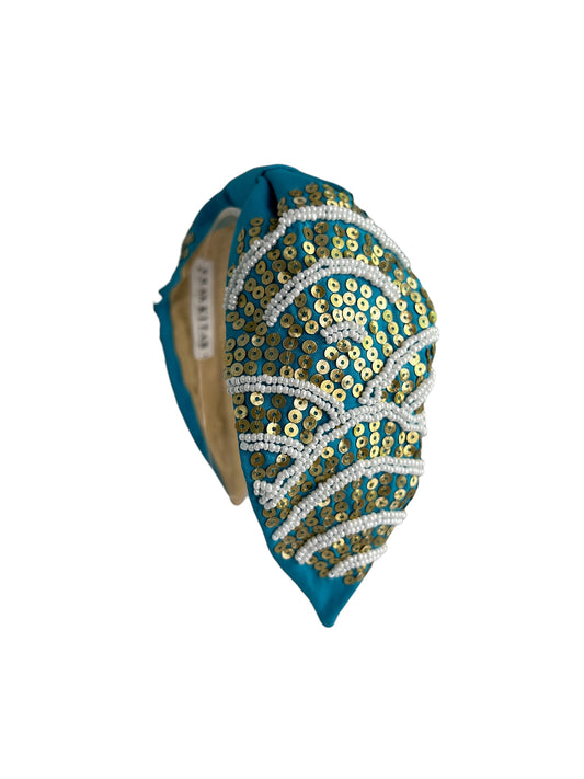 Headbands - Turquoise Gold Abstract