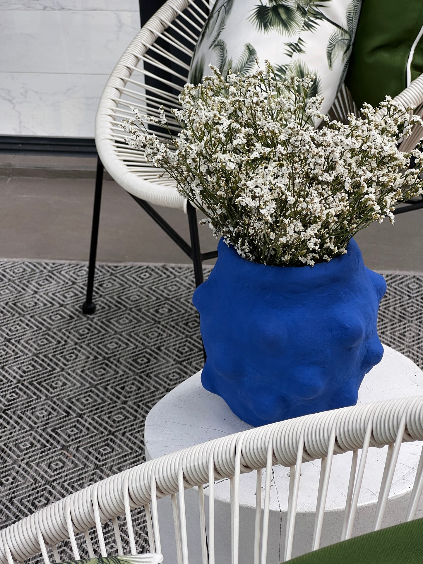 Small Bubble Vase Paper Mache (Blue)