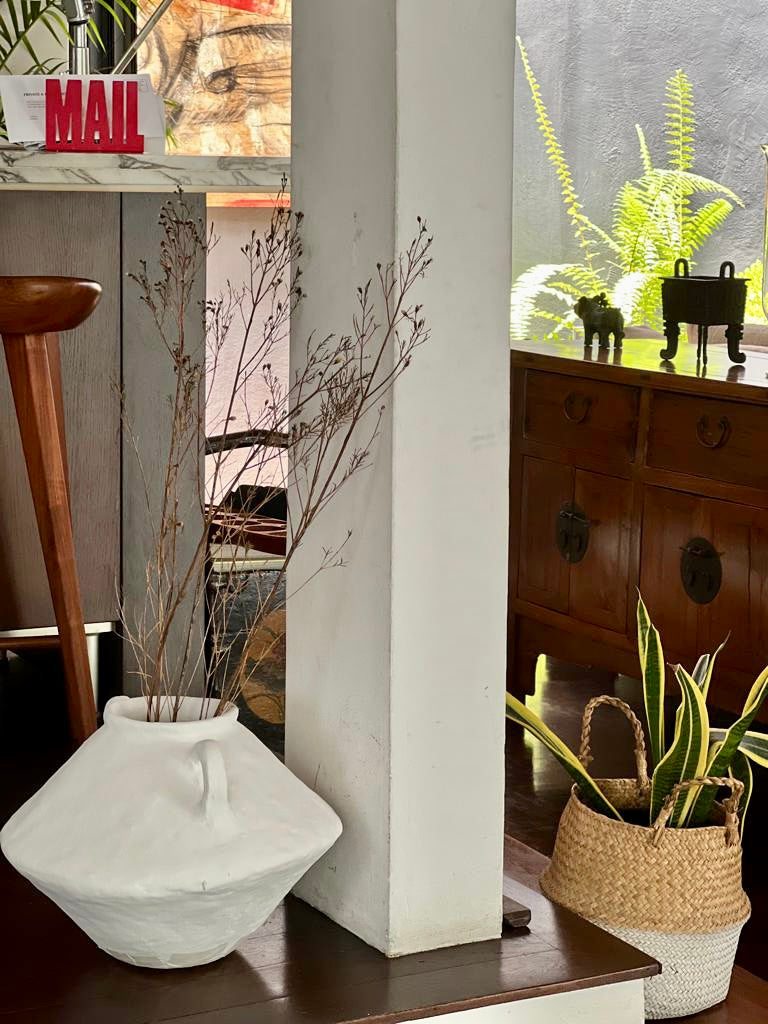 PRE-ORDER - Big Vase Paper Mache White (Plain)