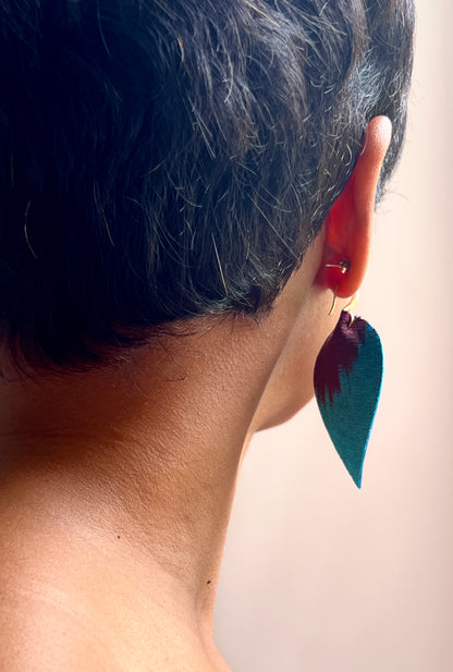 Leather Ikat Teardrop Earrings
