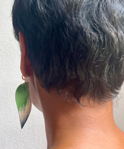 Leather Ikat Teardrop Earrings