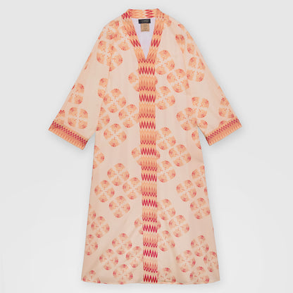 Printed V-Neck Kaftan Dress (Pink)