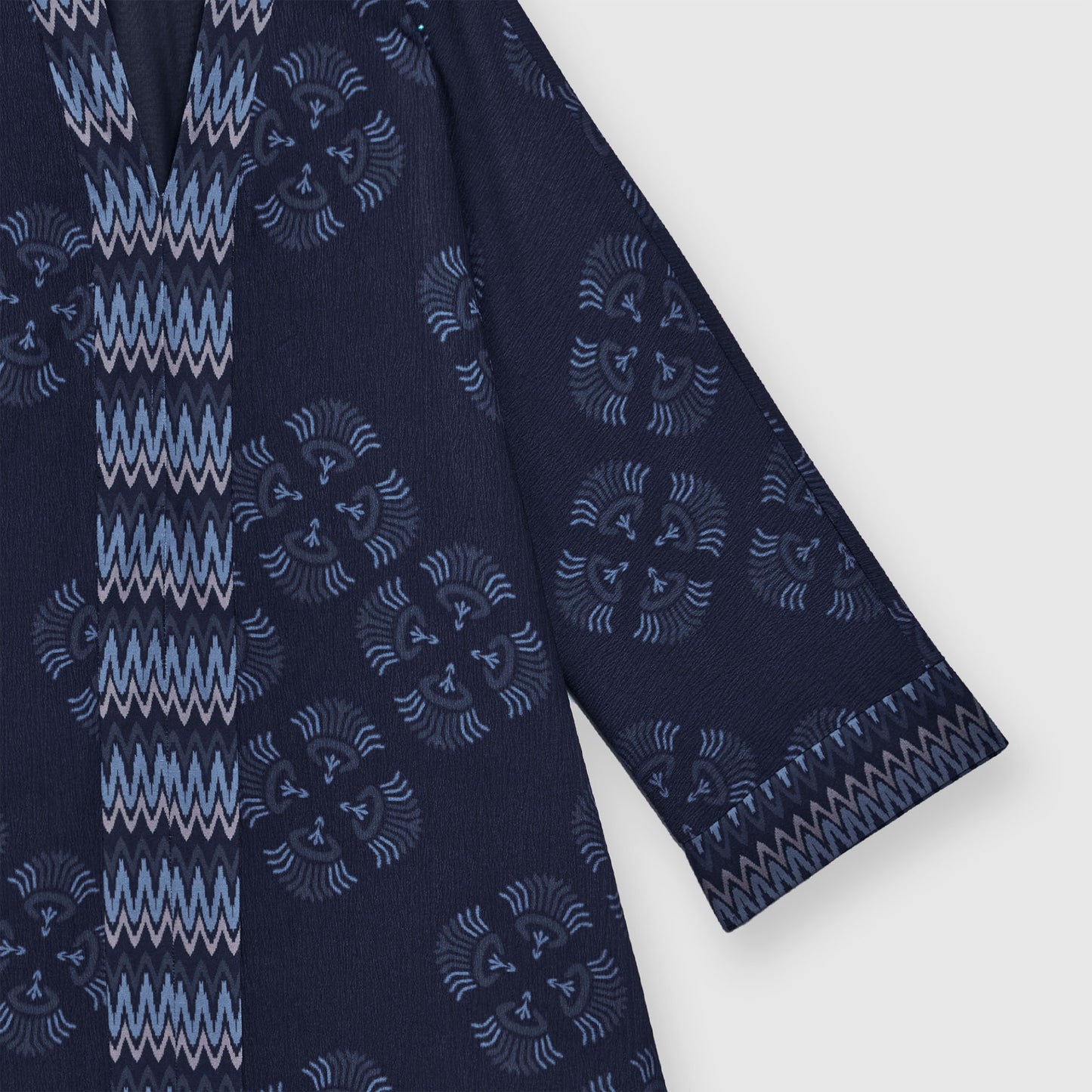 Printed V- Neck kaftan Dress (Navy)