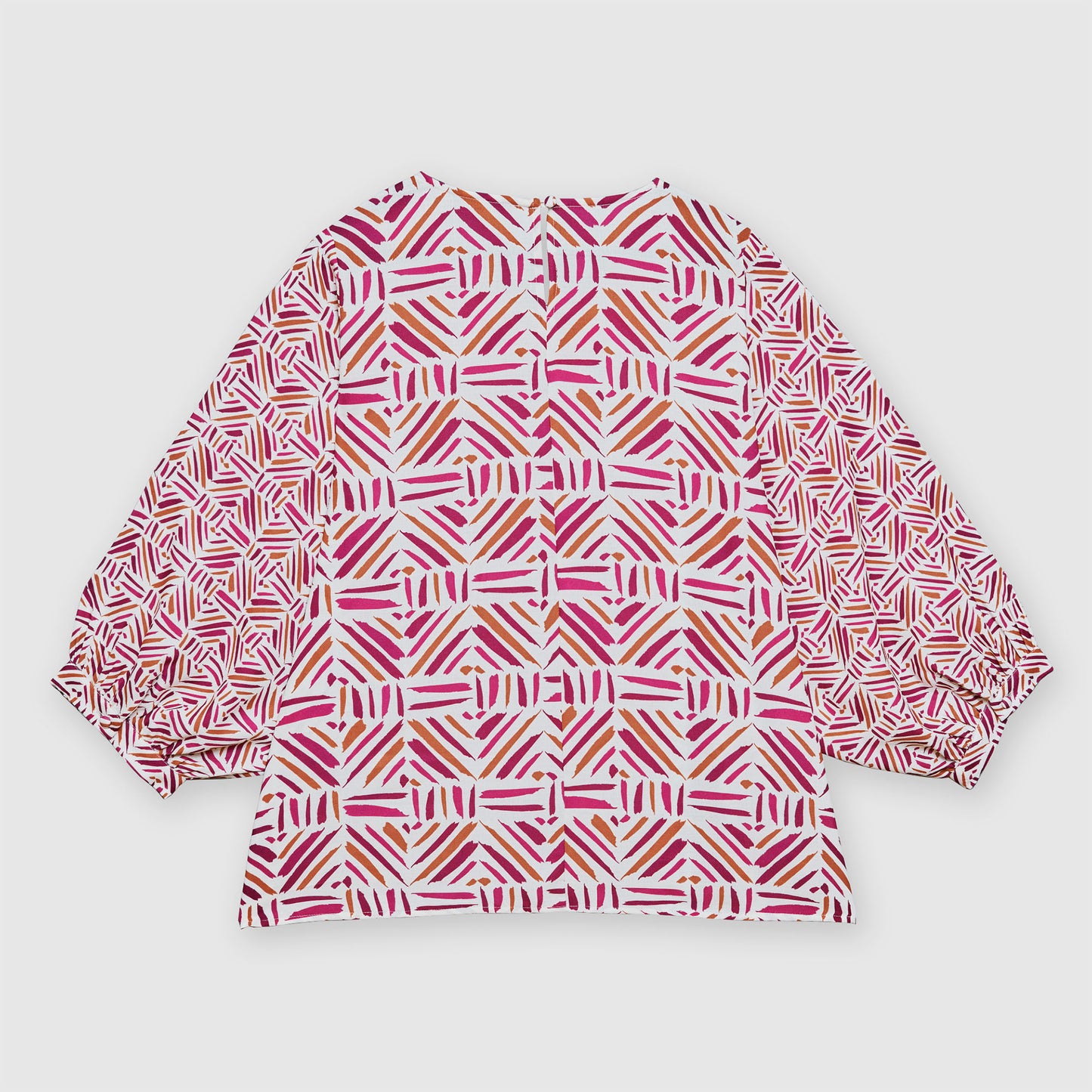 Printed Lantern Sleeve Top (Purple)