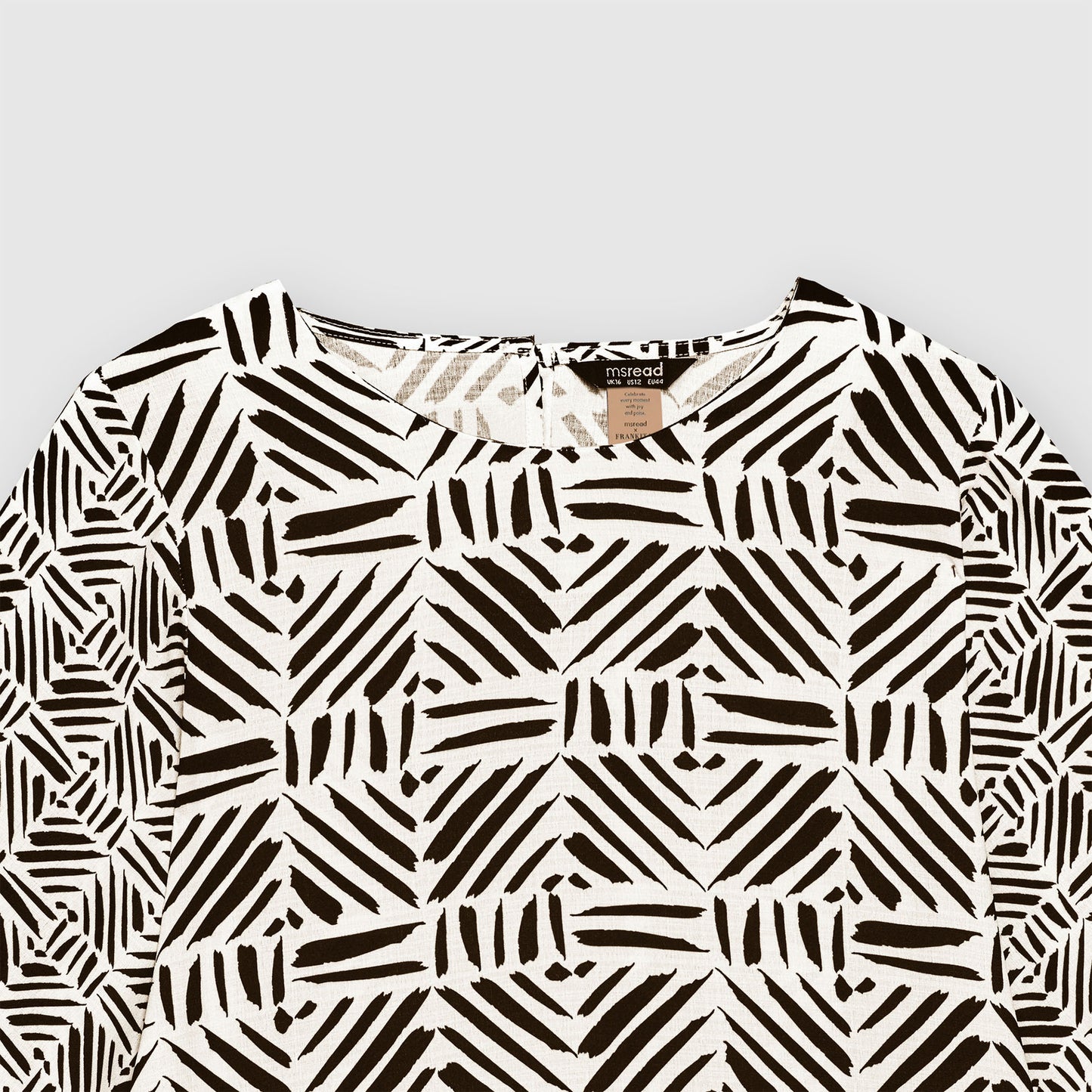 Printed Lantern Sleeve Top (Black)